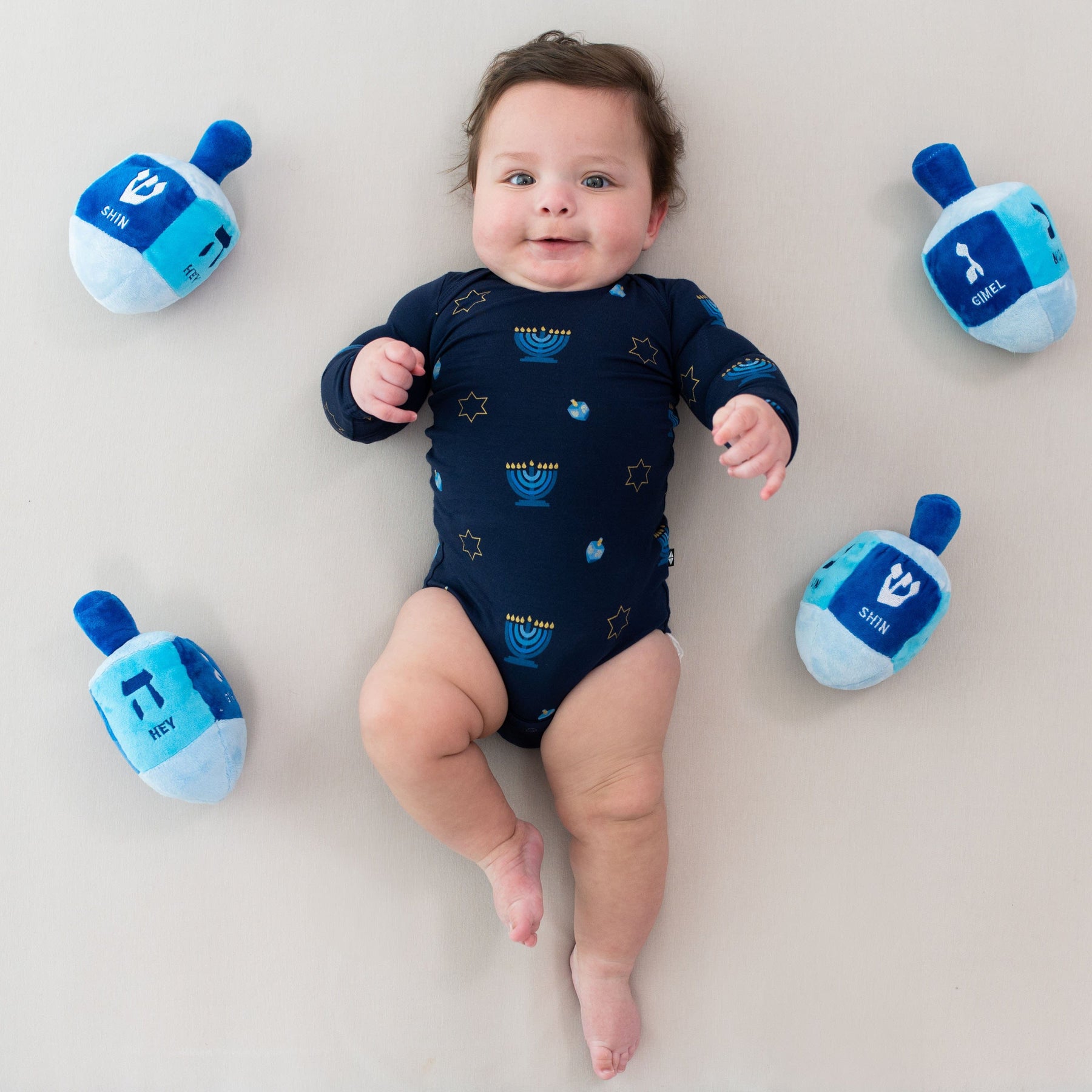 Kyte Baby Layette Long Sleeve Bodysuit in Hanukkah