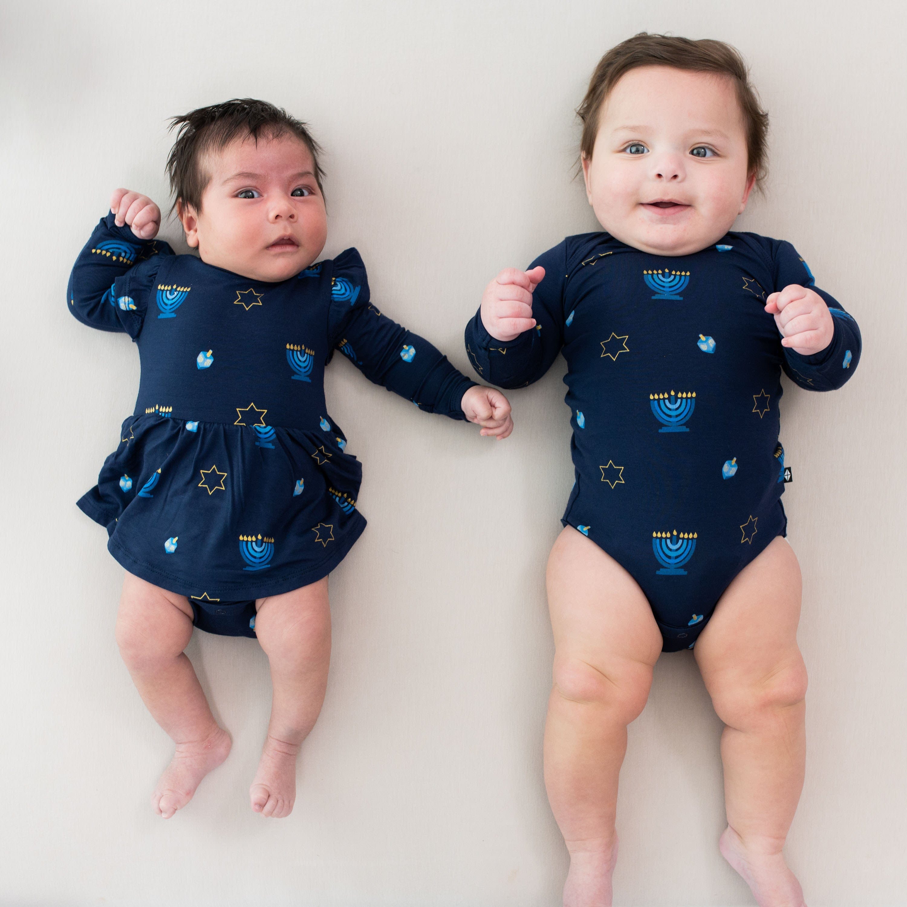 Kyte Baby Layette Long Sleeve Bodysuit in Hanukkah