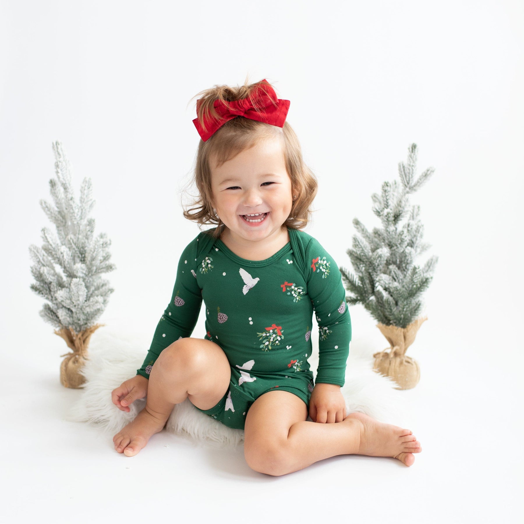 Kyte BABY Layette Long Sleeve Bodysuit in Mistletoe