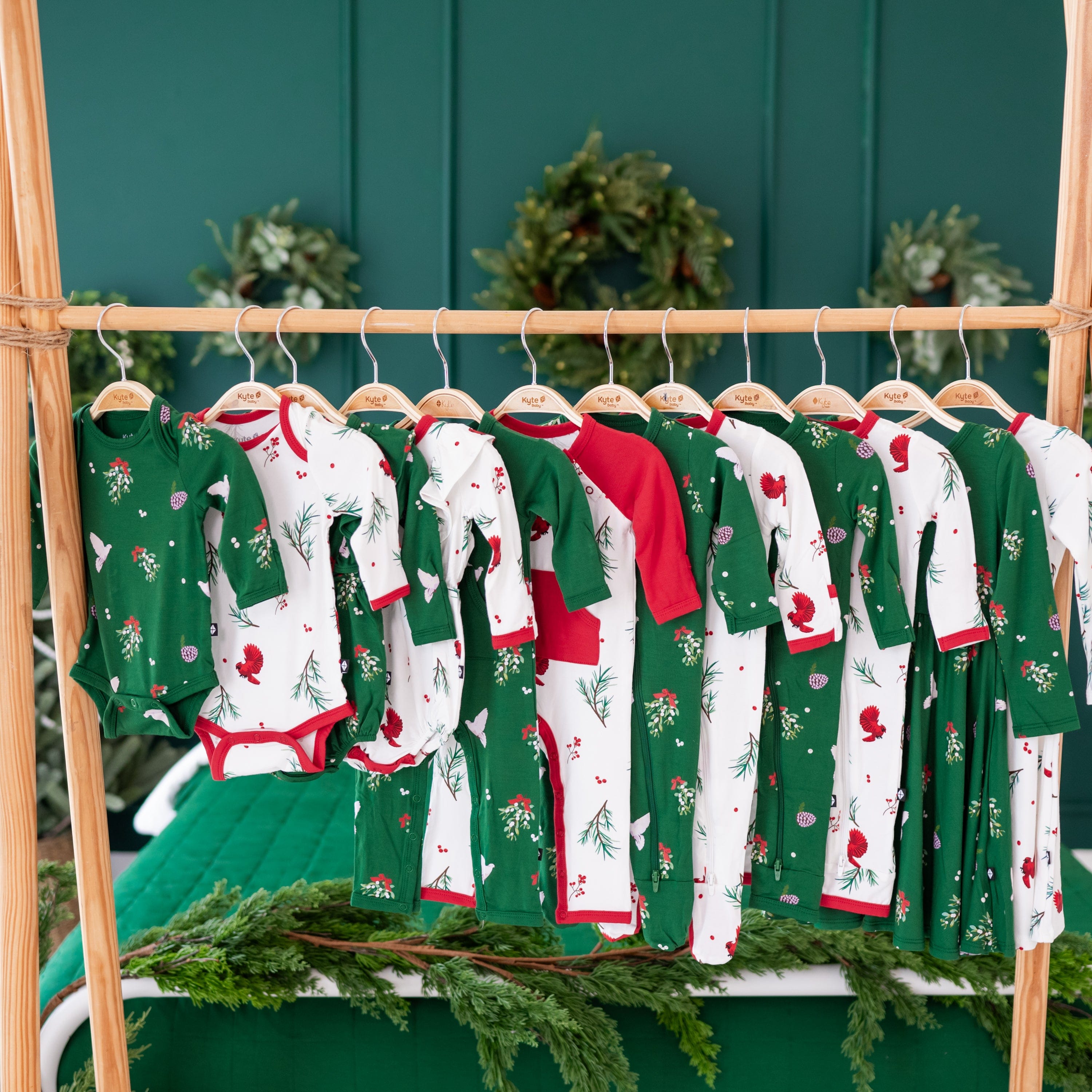 Kyte BABY Layette Long Sleeve Bodysuit in Mistletoe