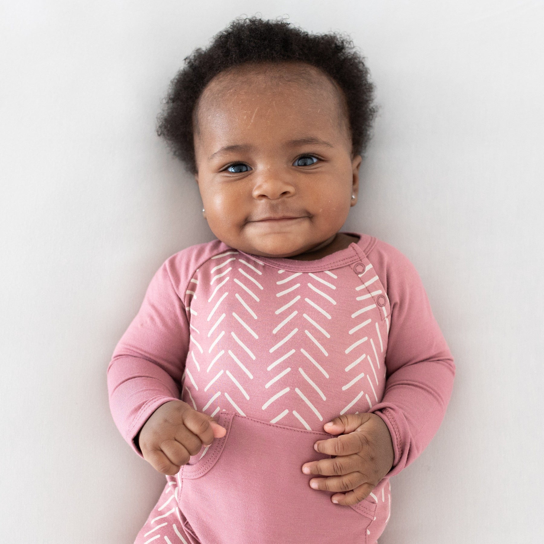 Kyte Baby Long Alls Longall in Dusty Rose Herringbone