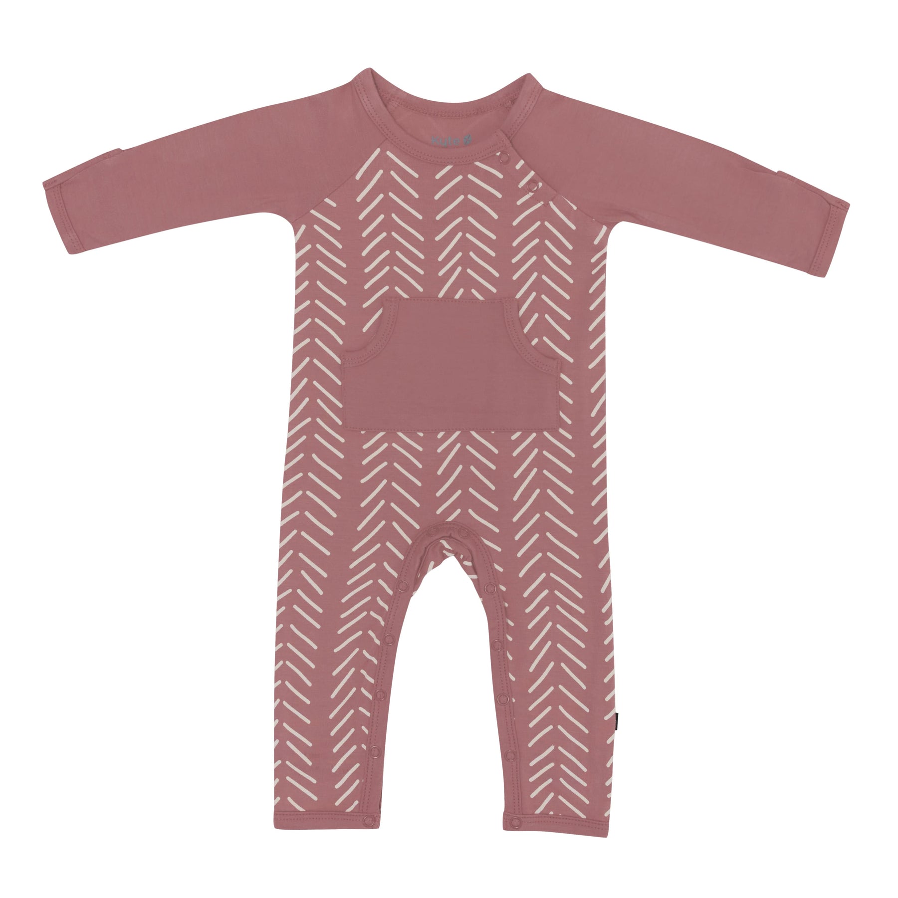 Kyte Baby Long Alls Longall in Dusty Rose Herringbone