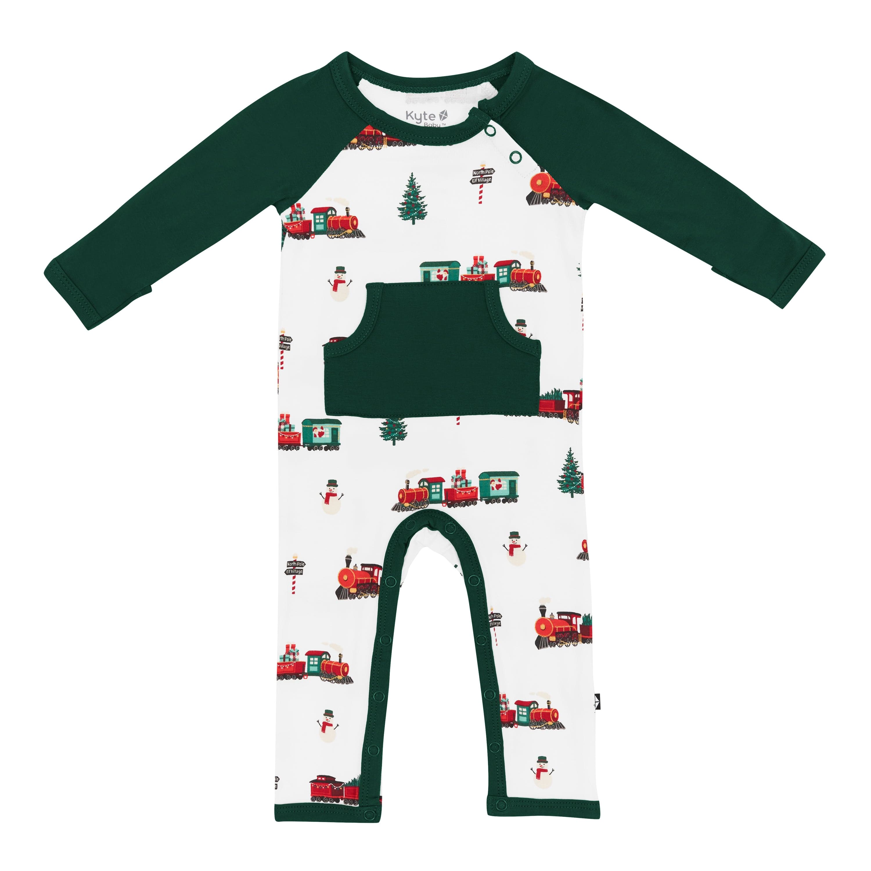 Kyte Baby Long Alls Longall in Holiday Train