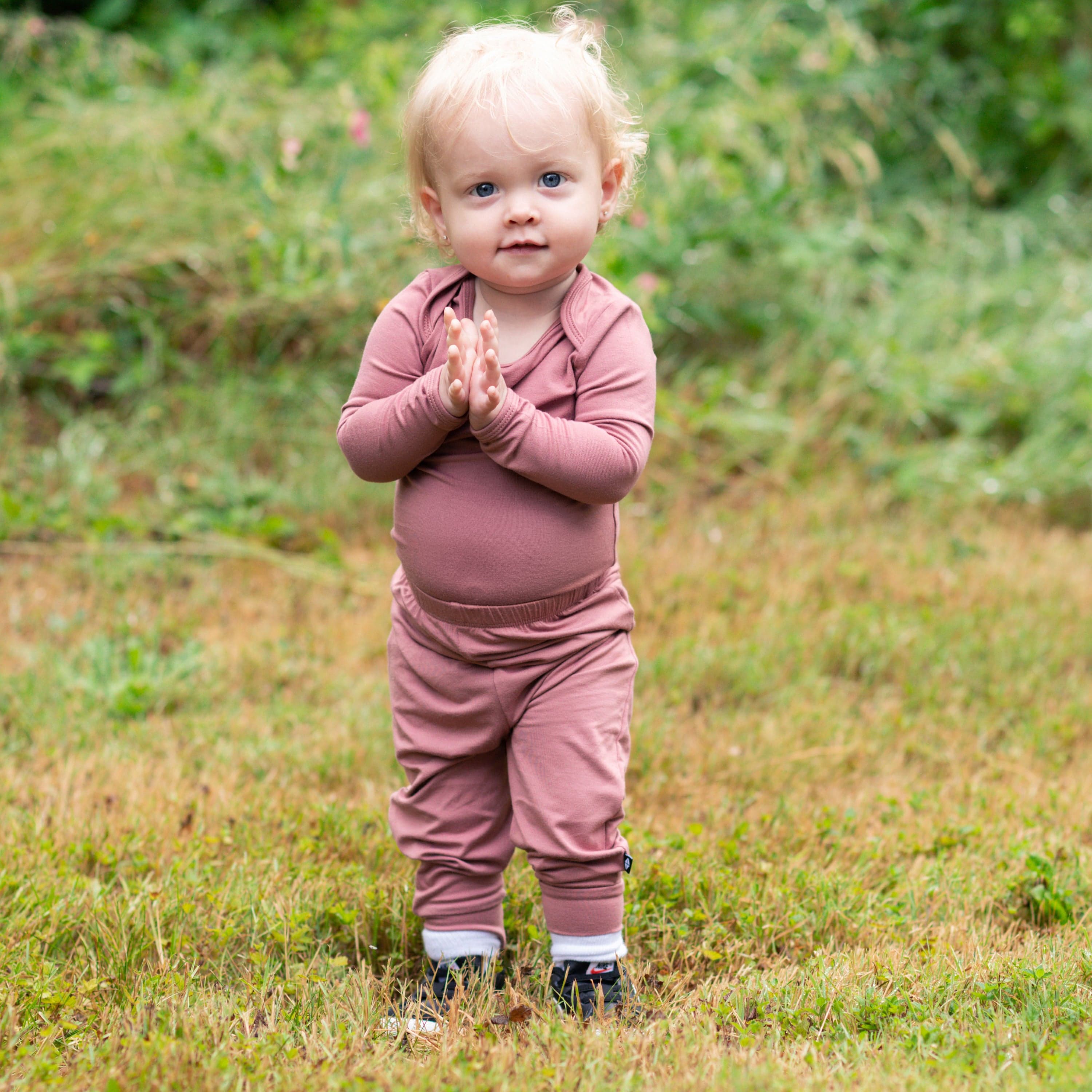 Baby Long Sleeve Thermal Bodysuit - Pink