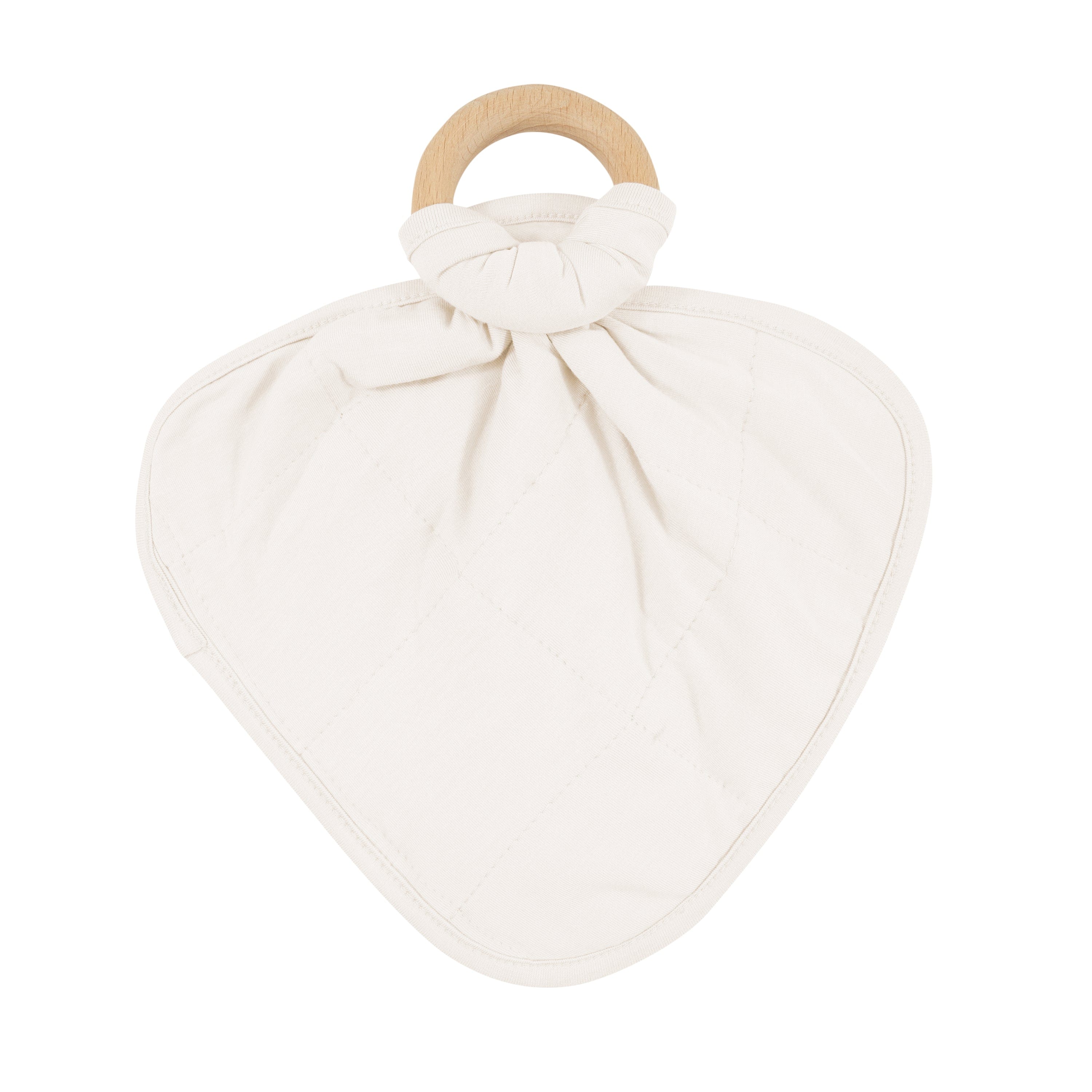 Flipped over flat lay of Lovey in Oat with Removable Wooden Teething 