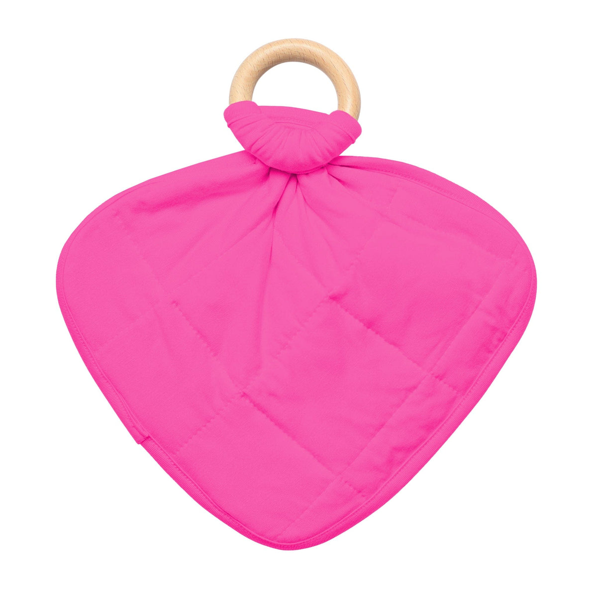 Kyte Baby Breathable bamboo Raspberry pink Lovey with Removable Wooden Teething Ring