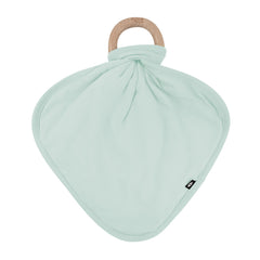 Flat lay of Lovey in Sage with Removable Wooden Teething Ring