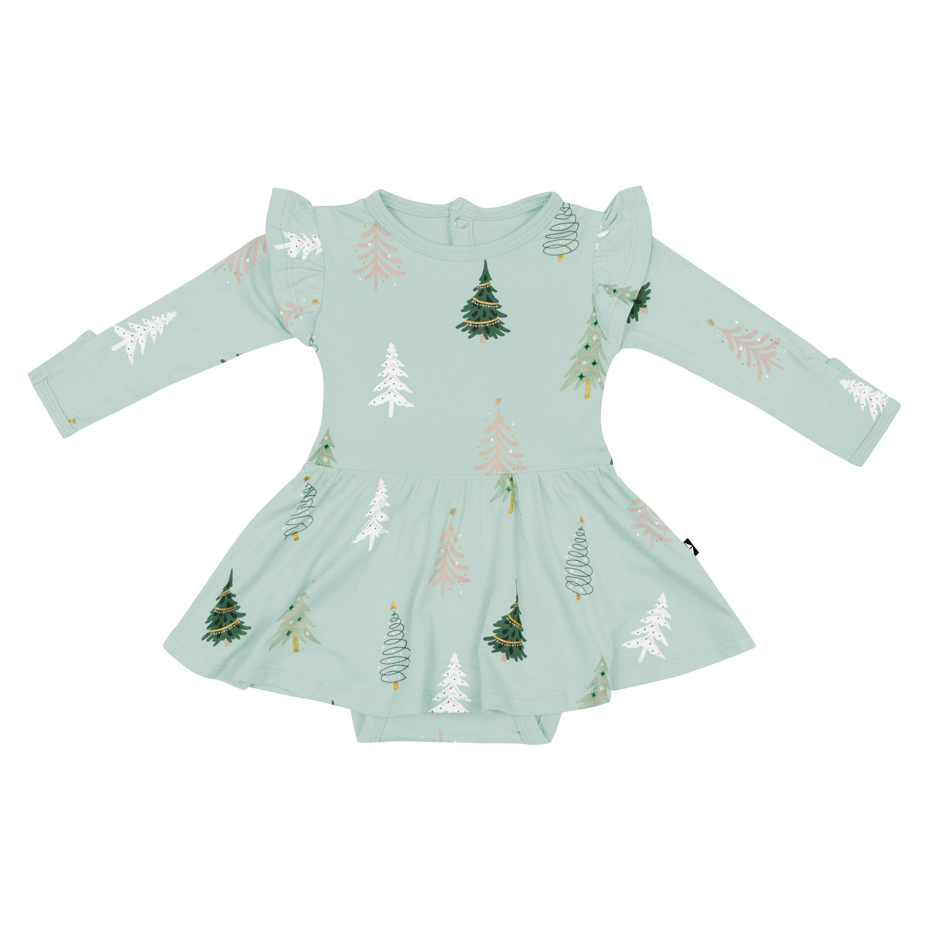 Kyte Baby LS Twirl Bodysuit Dress Long Sleeve Twirl Bodysuit Dress in Boho Tree