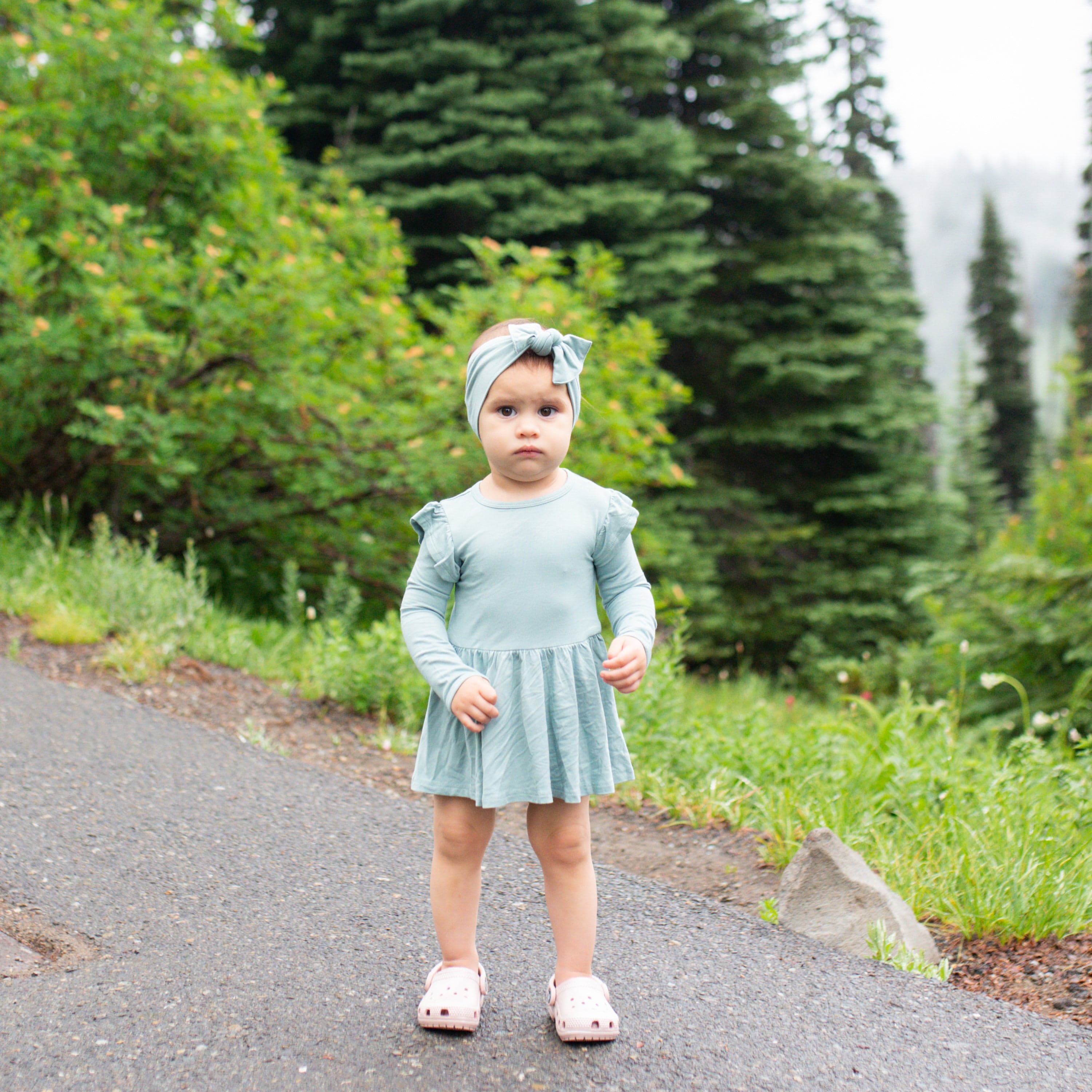 Kyte Baby LS Twirl Bodysuit Dress Long Sleeve Twirl Bodysuit Dress in Glacier