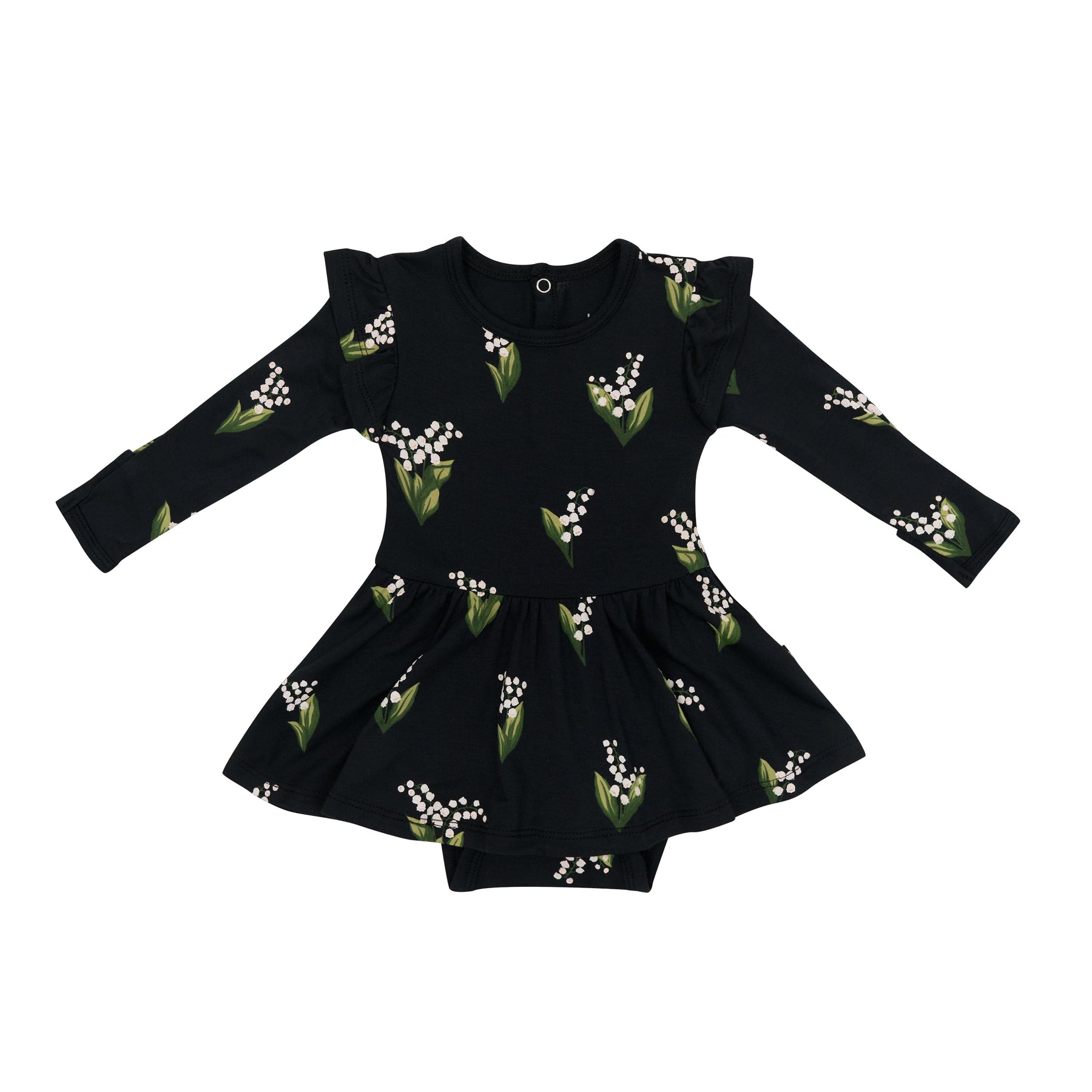 Kyte Baby LS Twirl Bodysuit Dress Long Sleeve Twirl Bodysuit Dress in Midnight Lily