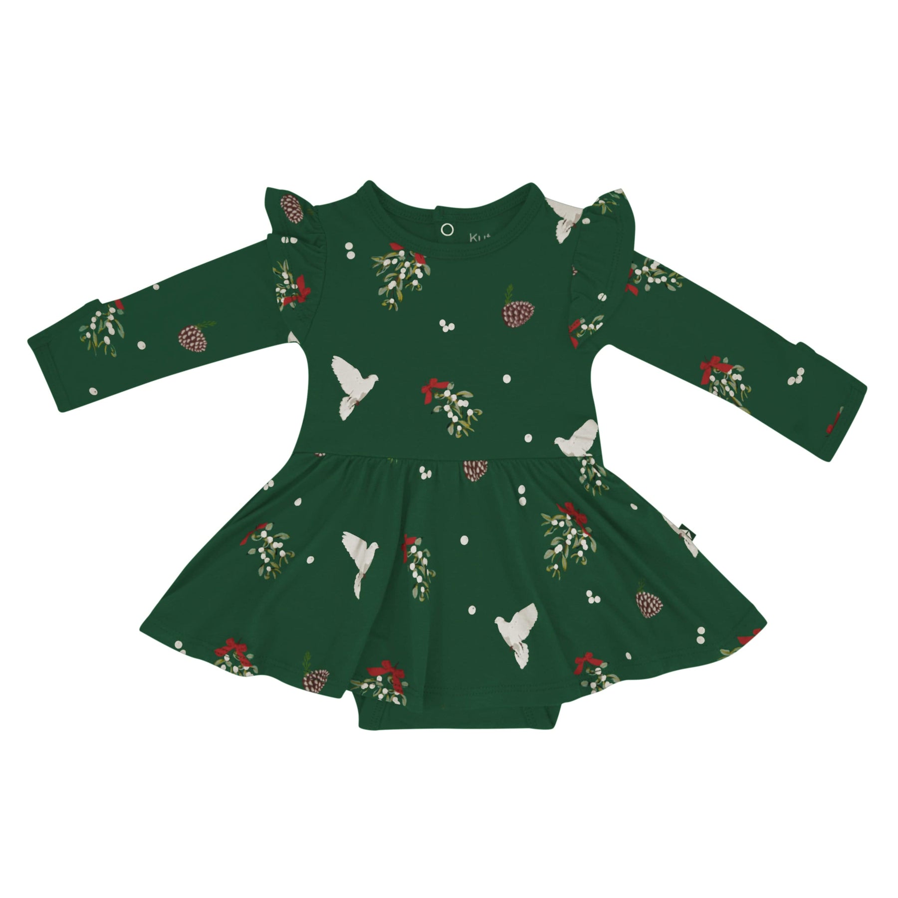 Kyte BABY LS Twirl Bodysuit Dress Long Sleeve Twirl Bodysuit Dress in Mistletoe