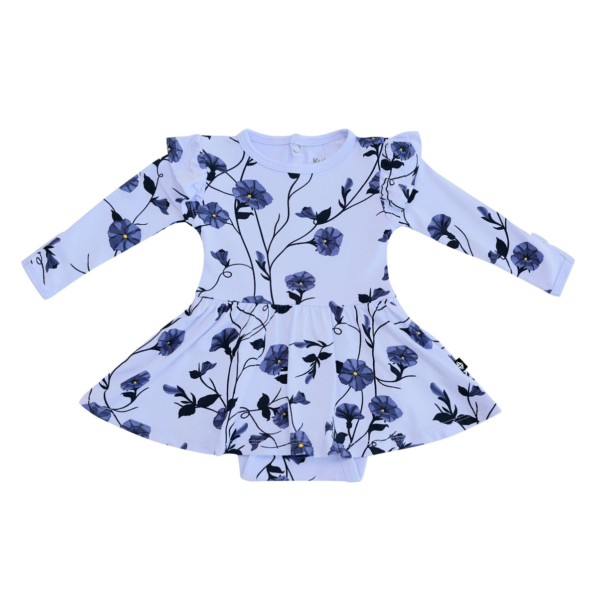 Kyte Baby LS Twirl Bodysuit Dress Long Sleeve Twirl Bodysuit Dress in Petunia