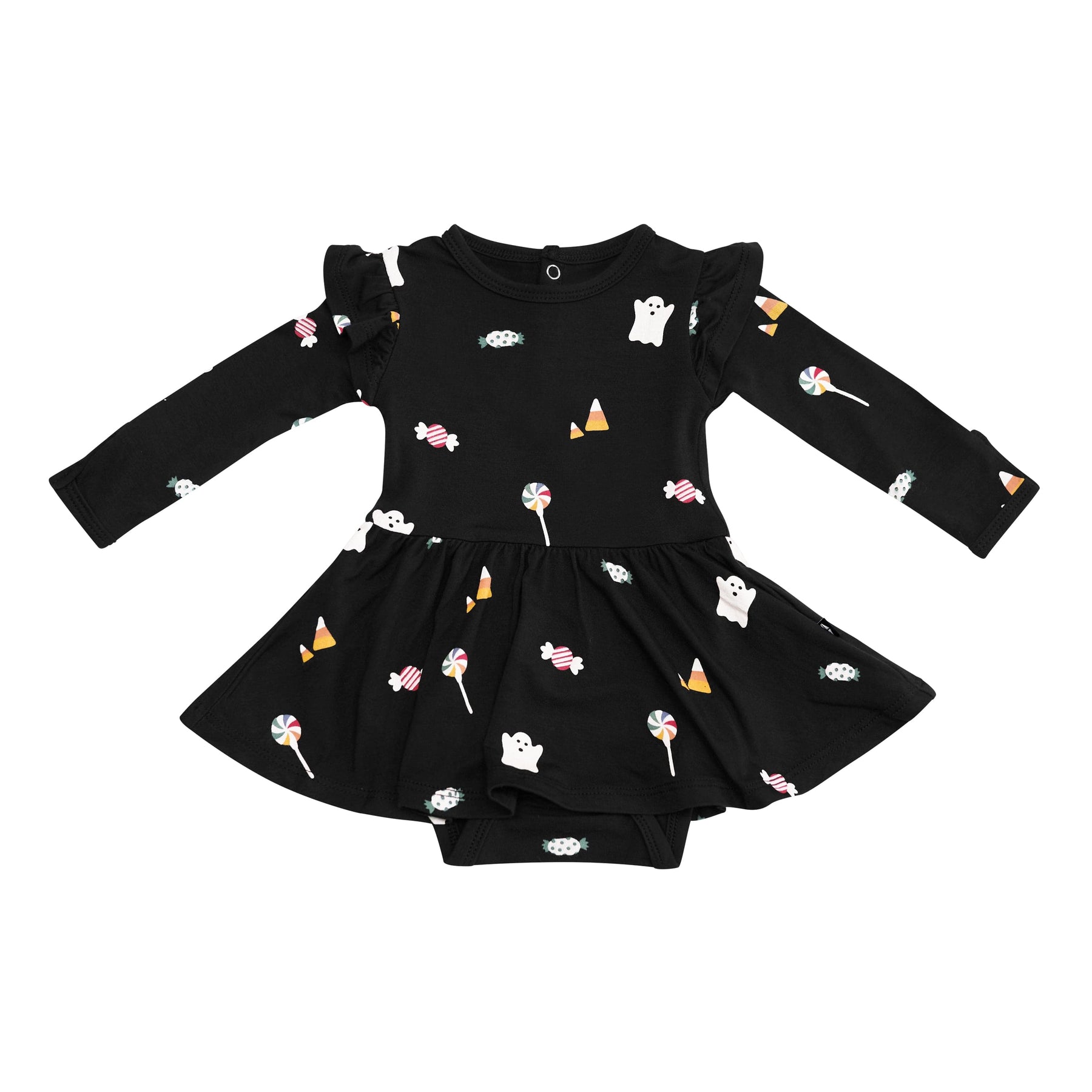 Kyte Baby LS Twirl Bodysuit Dress Long Sleeve Twirl Bodysuit Dress in Trick or Treat