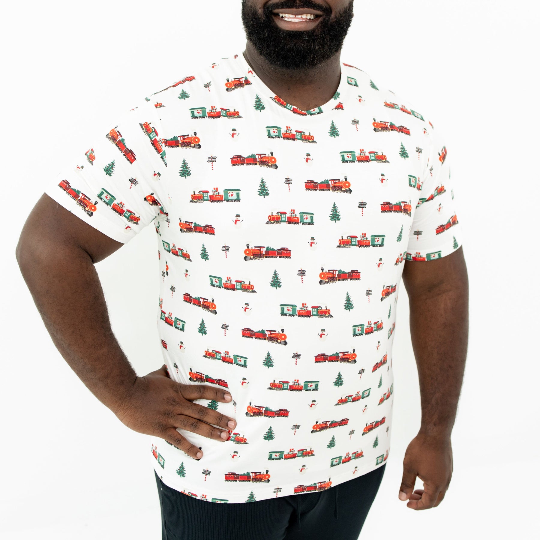 Kyte Baby Men's Crew Neck Tee Men's Crew Neck Tee in Holiday Train