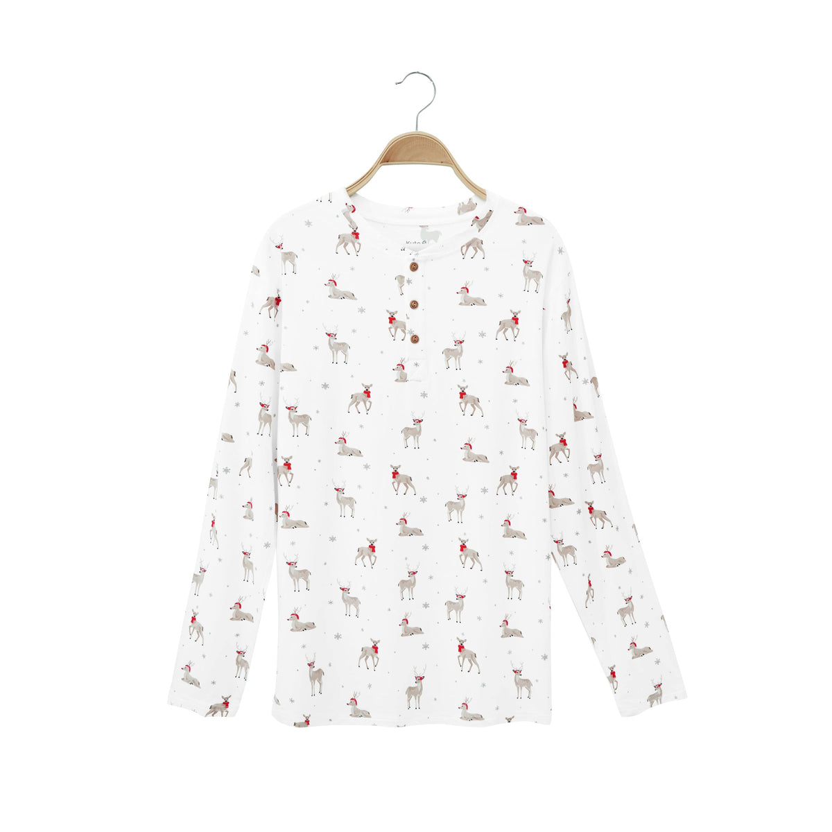 Kyte Baby Men's Long Sleeve Henley Top Men's Long Sleeve Henley Top in Cloud Deer