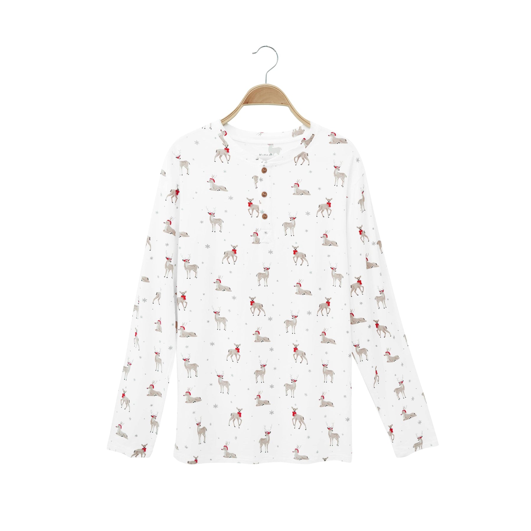 Kyte Baby Men's Long Sleeve Henley Top Men's Long Sleeve Henley Top in Cloud Deer