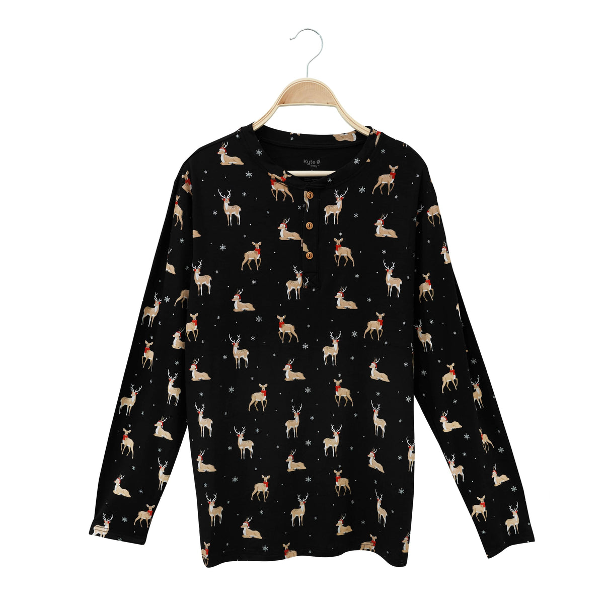 Kyte Baby Men's Long Sleeve Henley Top Men's Long Sleeve Henley Top in Midnight Deer