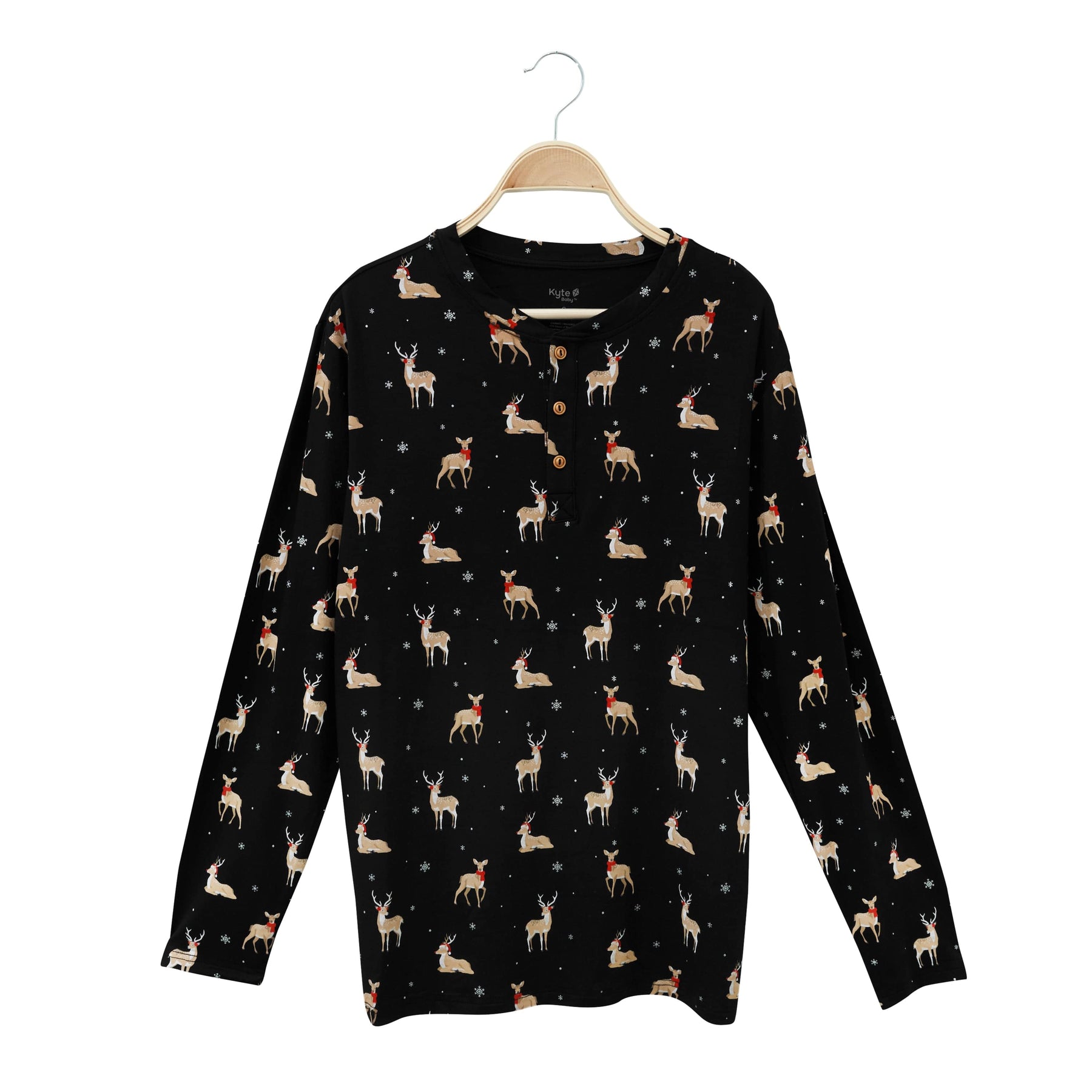 Kyte Baby Men's Long Sleeve Henley Top Men's Long Sleeve Henley Top in Midnight Deer