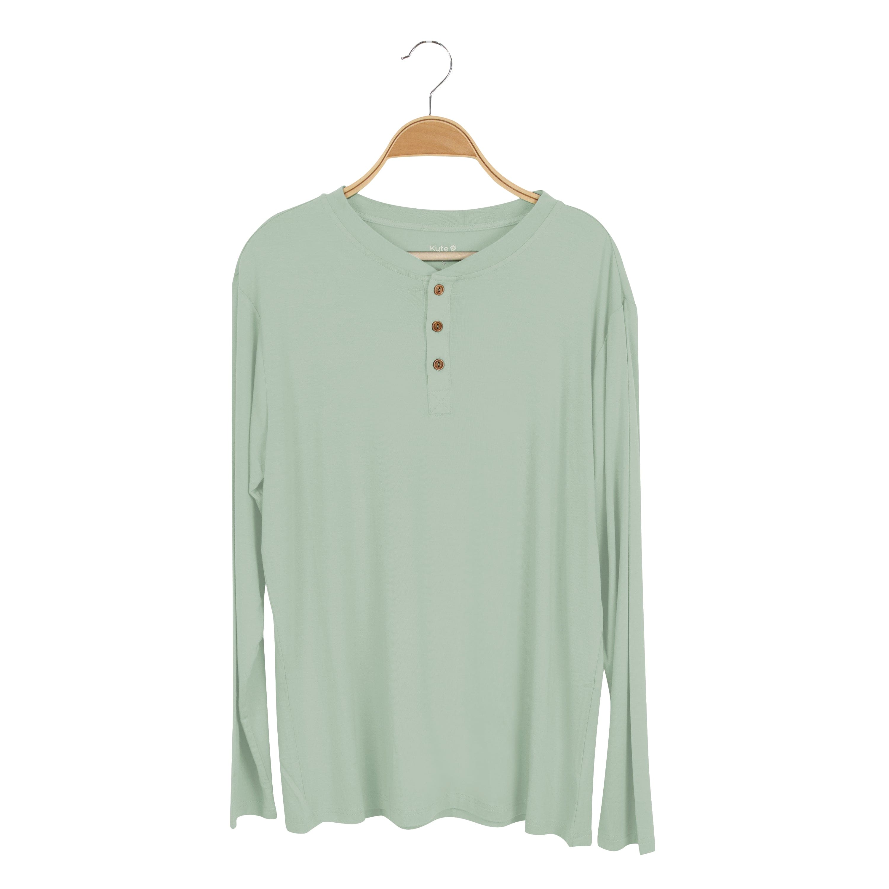 Kyte Baby Men's Long Sleeve Henley Top in Thyme