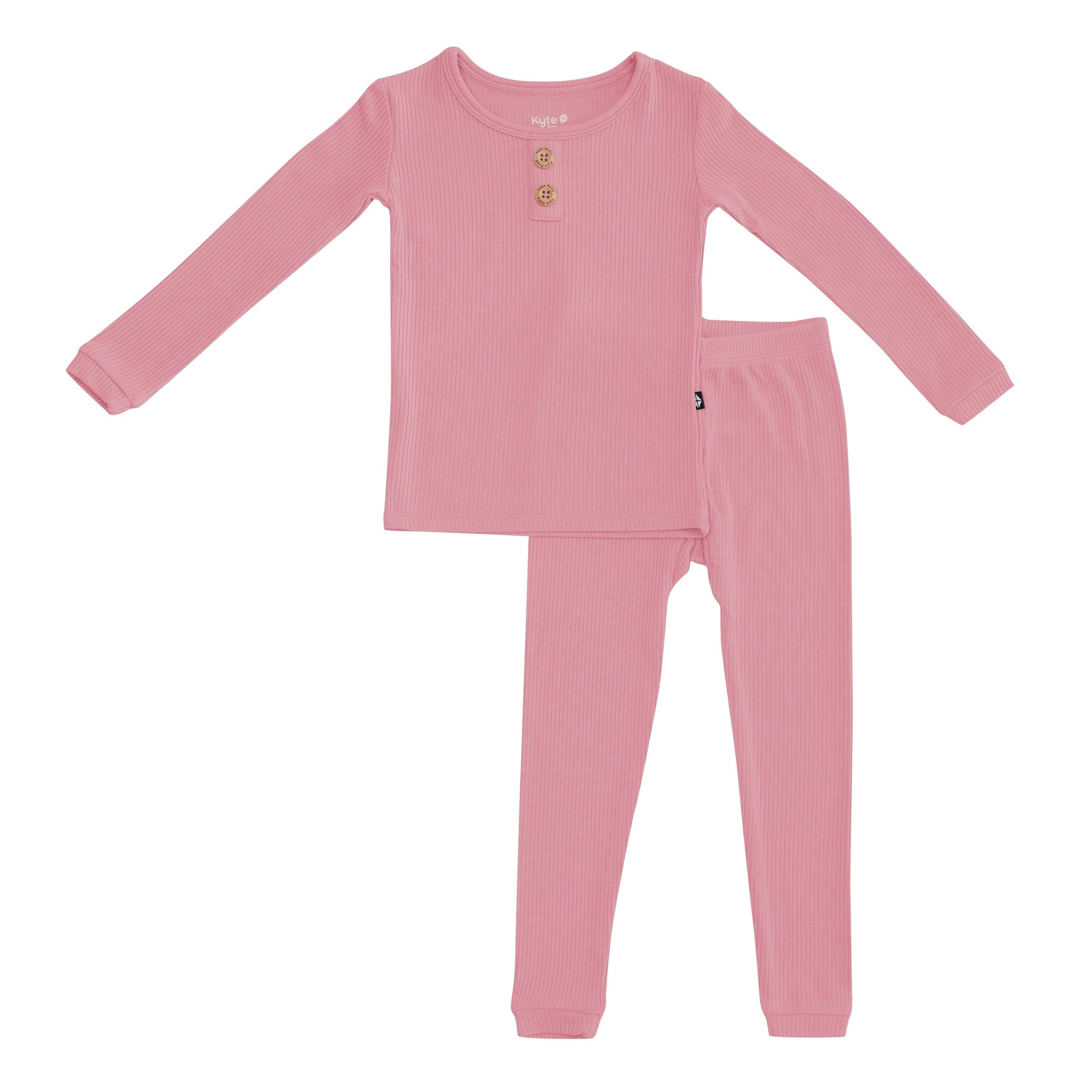 Kyte Baby Ribbed Henley Set Ribbed Henley Set in Apple Blossom