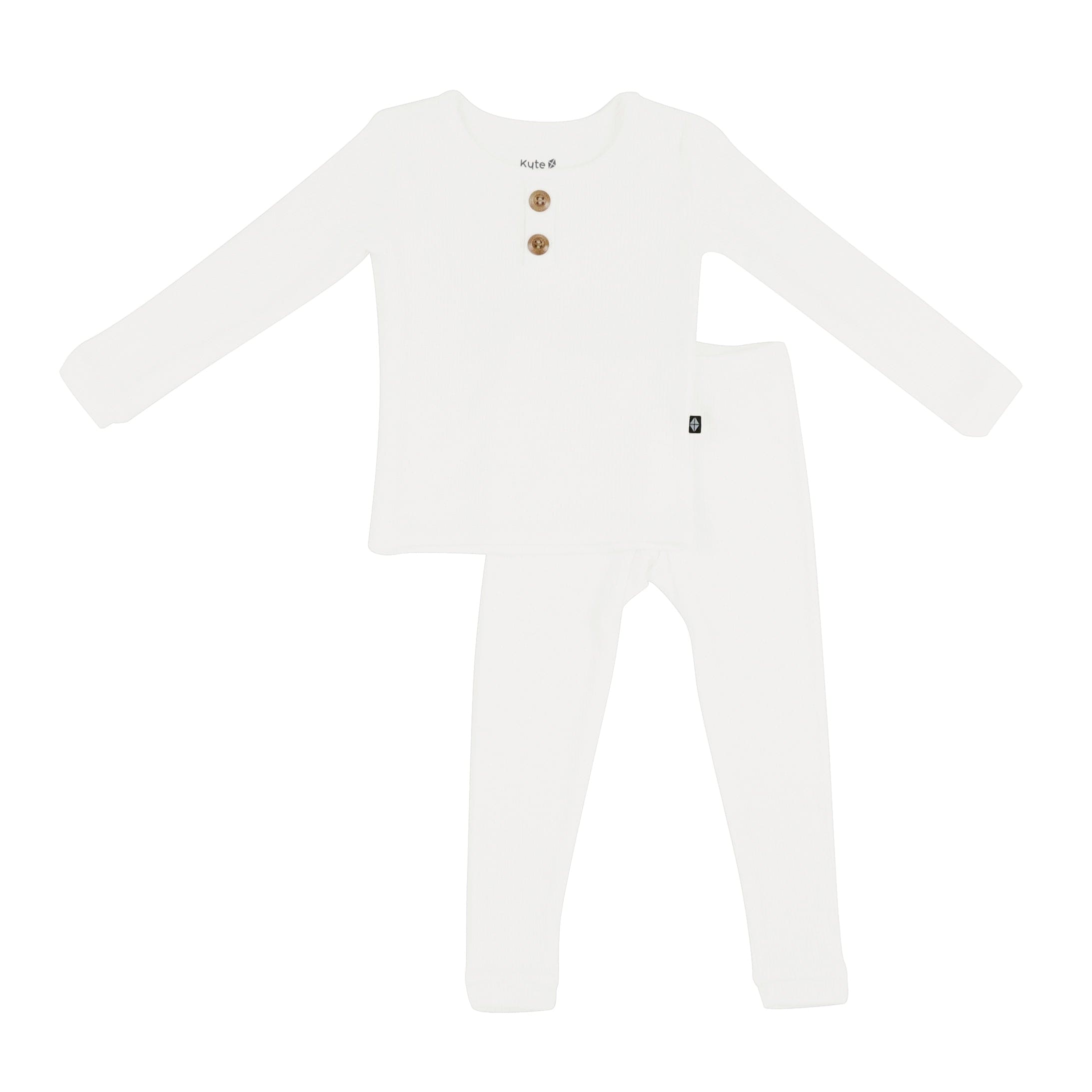 Kyte Baby Ribbed Henley Set in Cloud