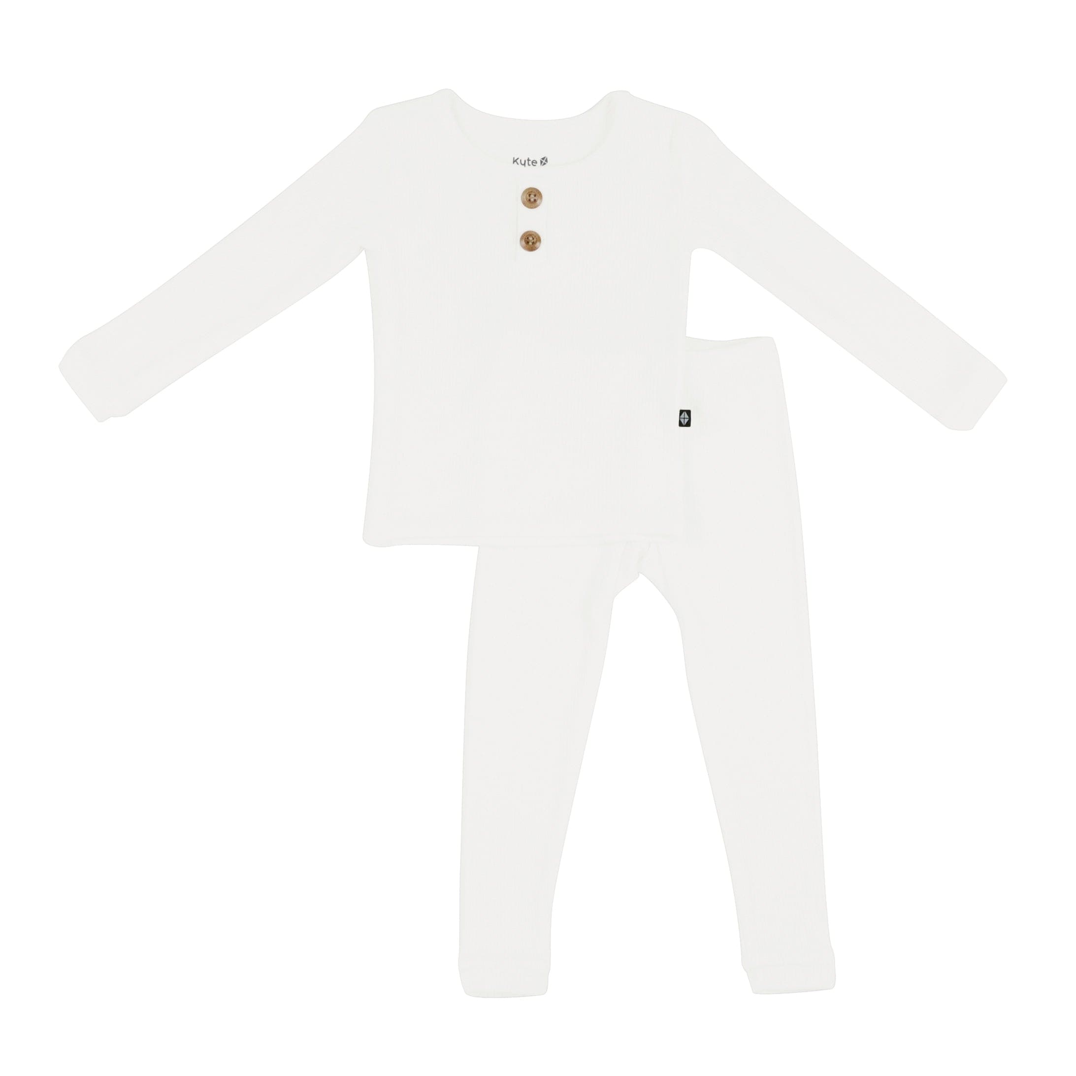 Kyte Baby Ribbed Henley Set Ribbed Henley Set in Cloud