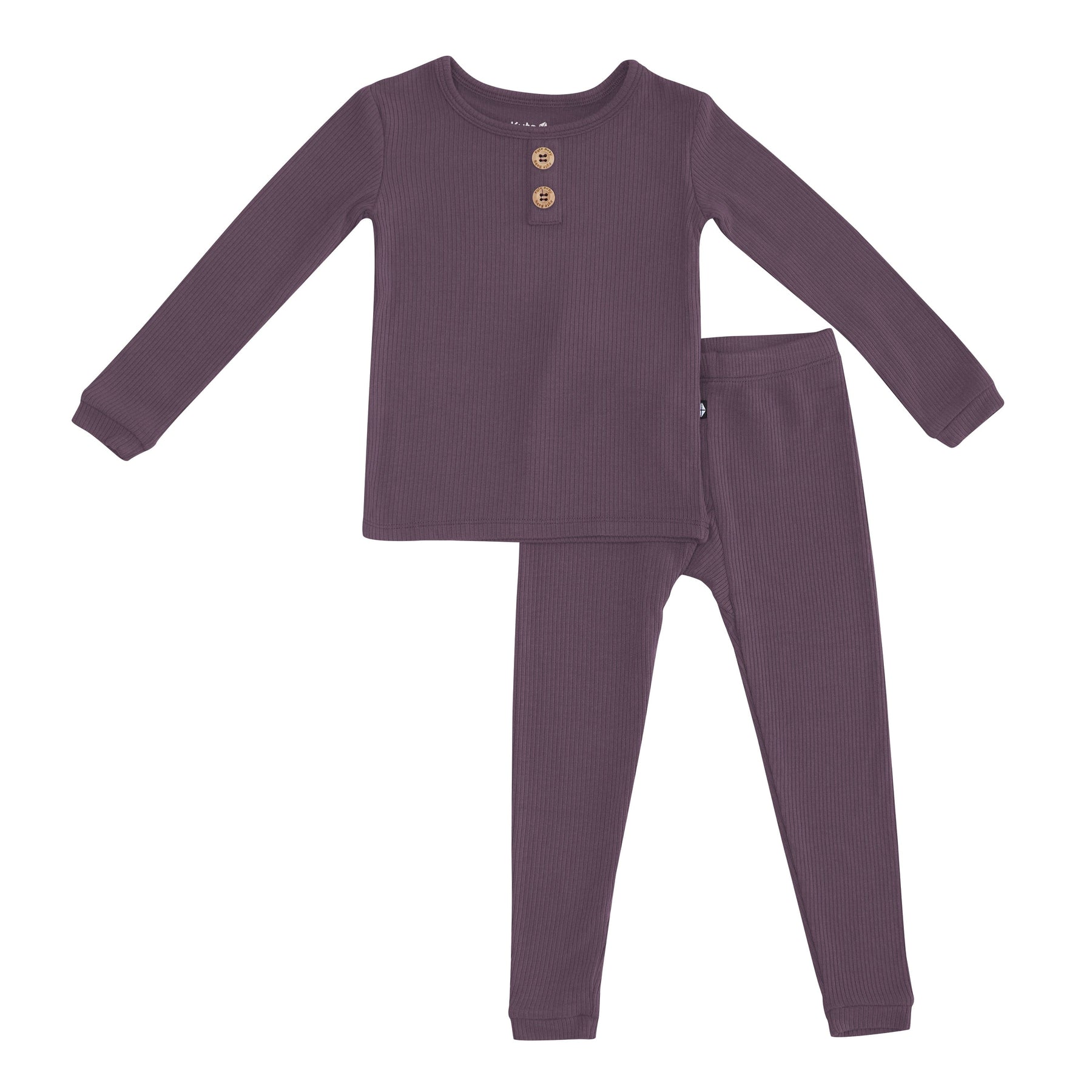 Kyte Baby Ribbed Henley Set Ribbed Henley Set in Currant