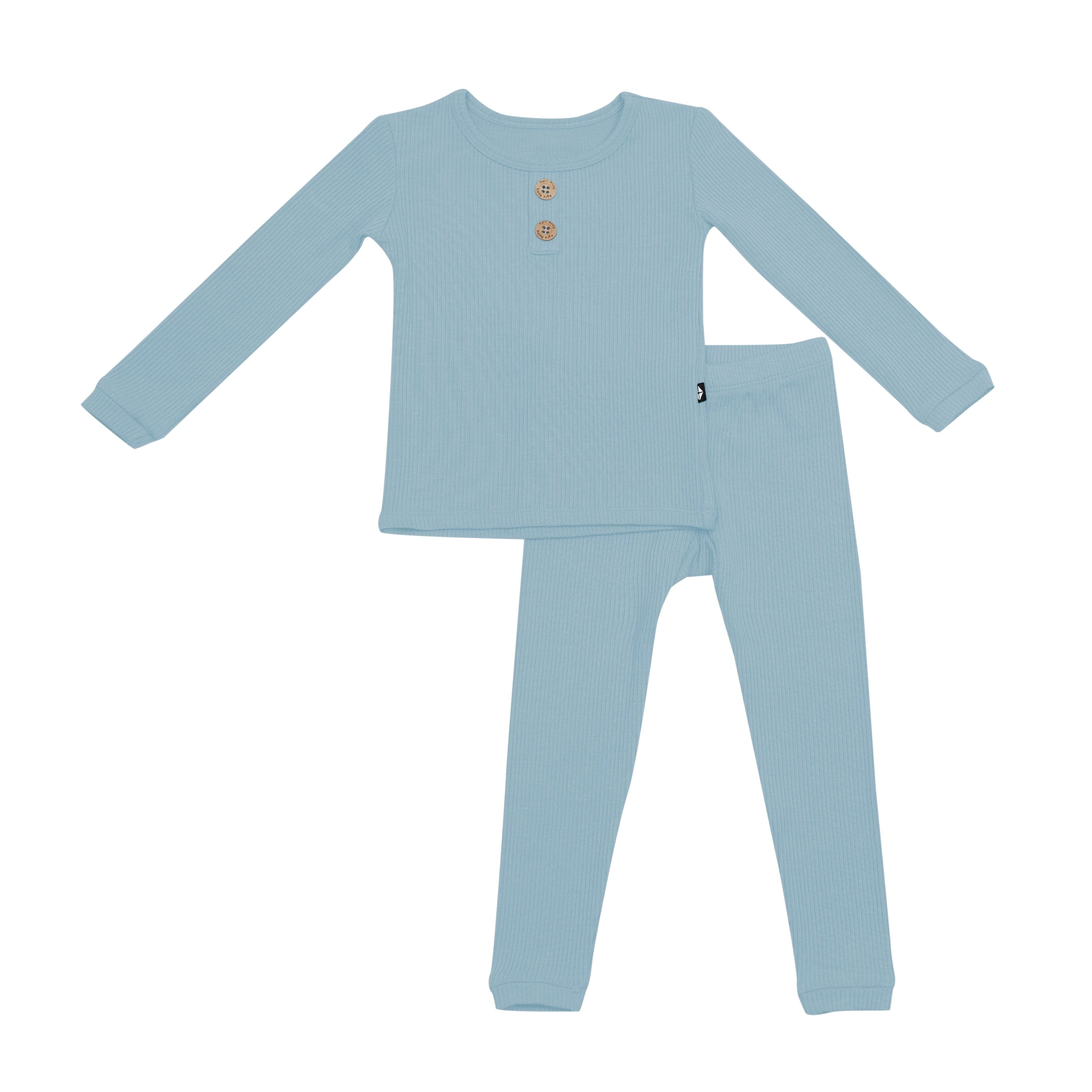 Kyte Baby Ribbed Henley Set Ribbed Henley Set in Dusty Blue