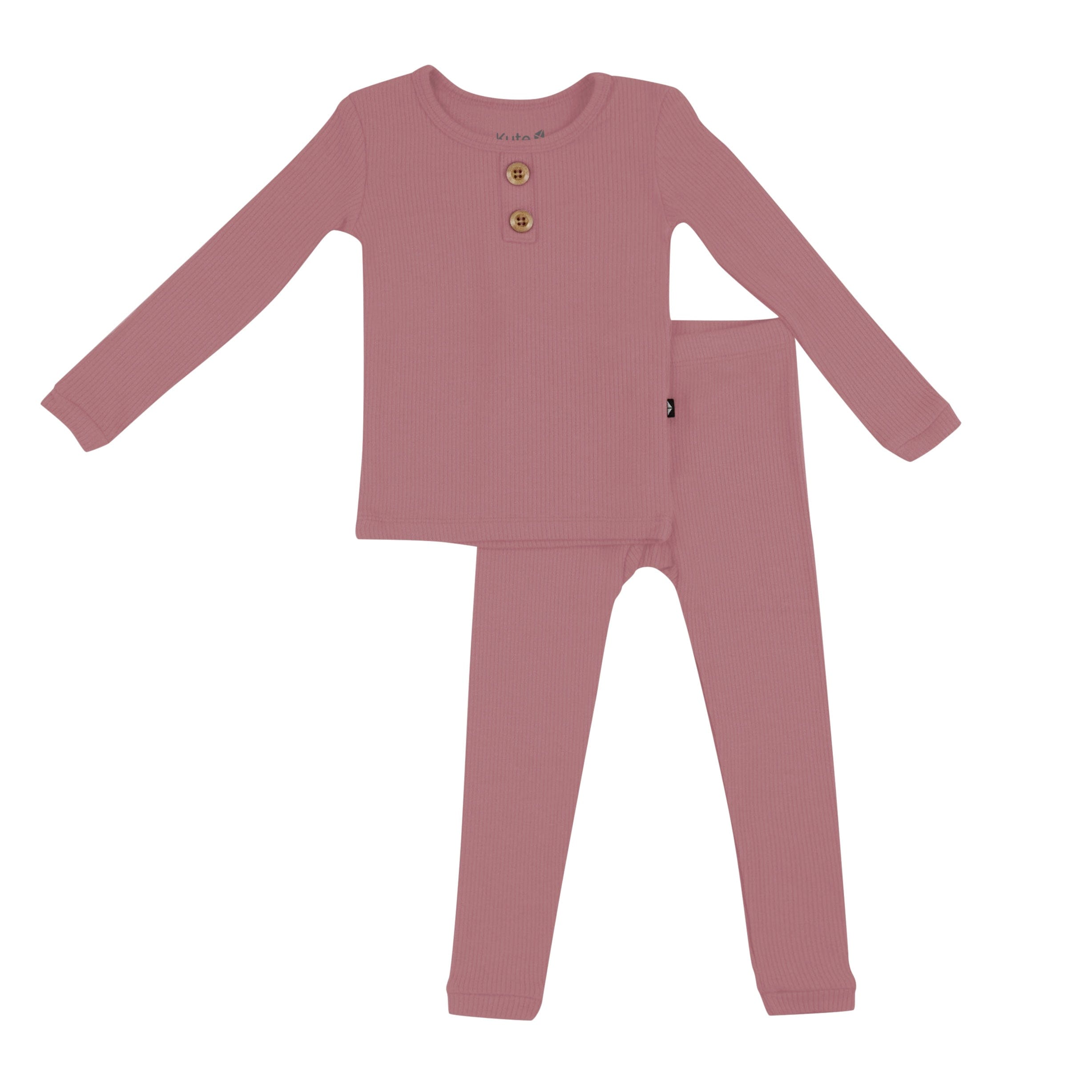 Kyte Baby Ribbed Henley Set Ribbed Henley Set in Dusty Rose