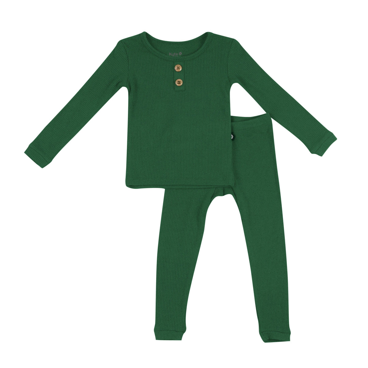 Kyte Baby Ribbed Henley Set Ribbed Henley Set in Forest