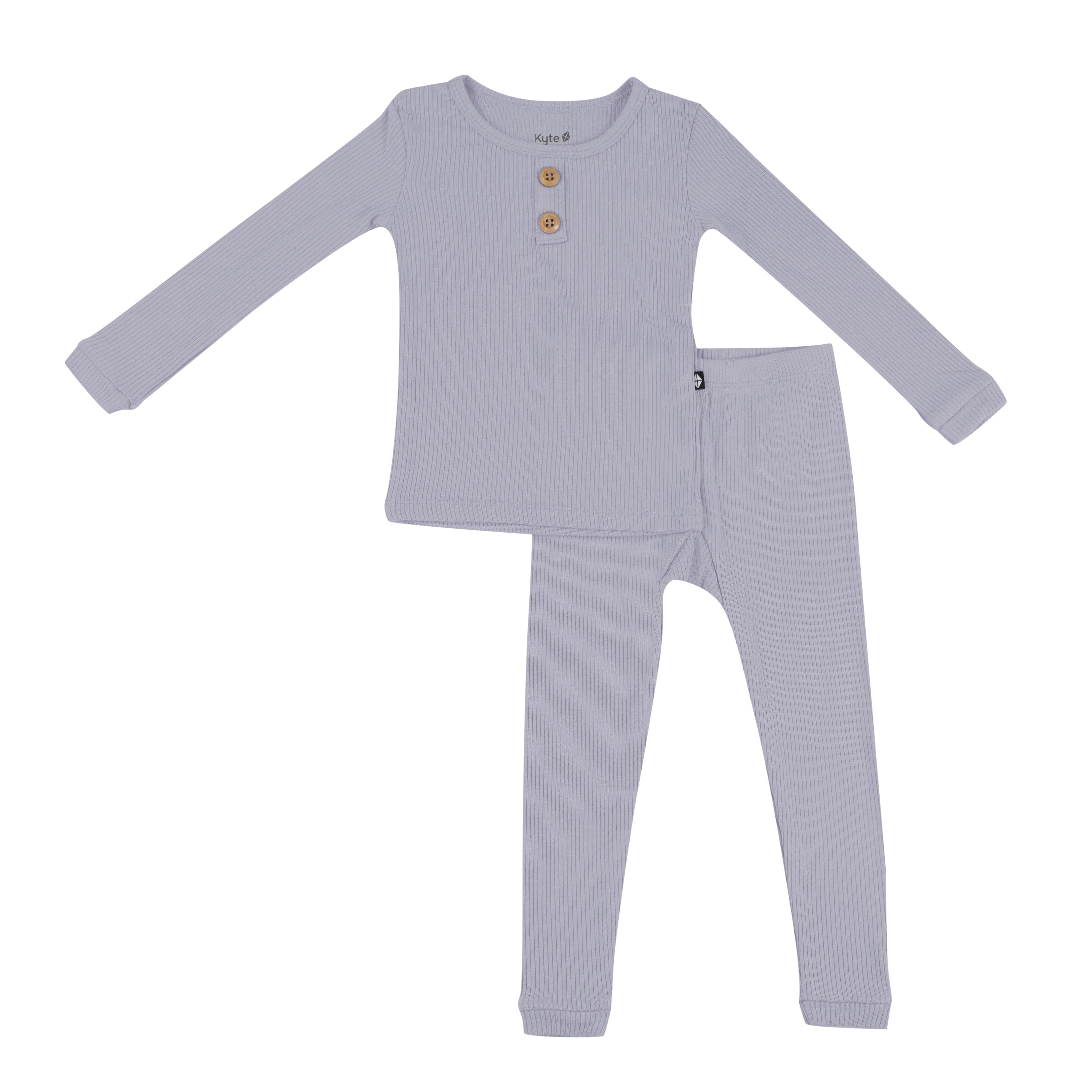 Kyte Baby Ribbed Henley Set Ribbed Henley Set in Haze