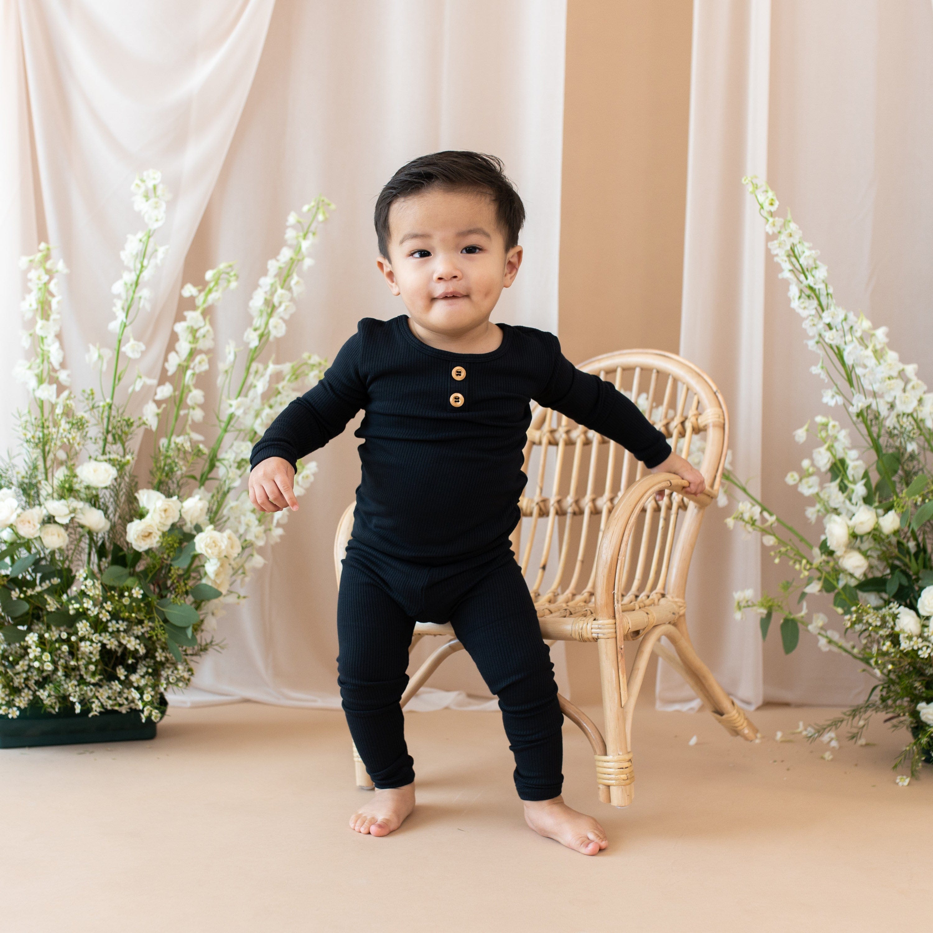 Kyte Baby Ribbed Henley Set Ribbed Henley Set in Midnight