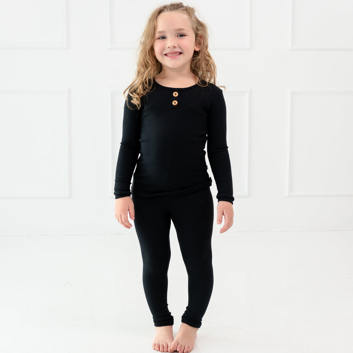 Kyte Baby Ribbed Henley Set Ribbed Henley Set in Midnight