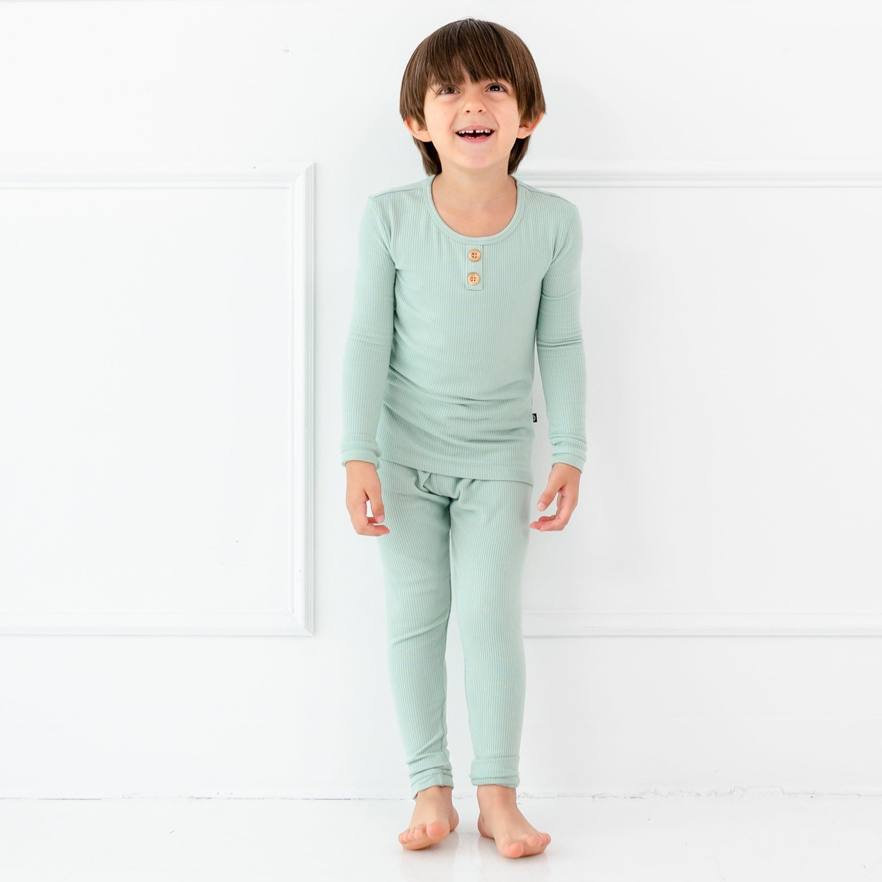 Kyte Baby Ribbed Henley Set Ribbed Henley Set in Sage