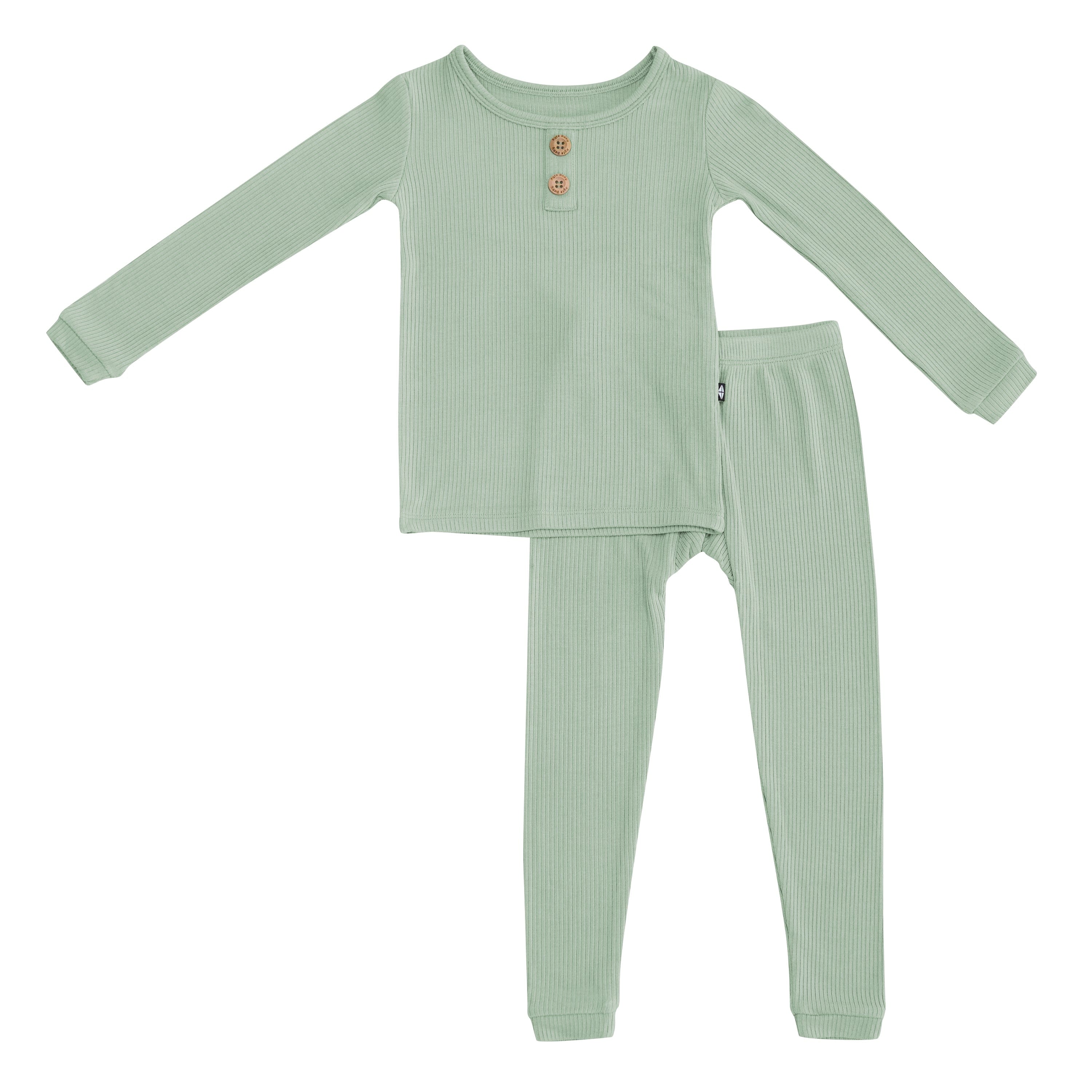 Kyte Baby Ribbed Henley Set Ribbed Henley Set in Thyme