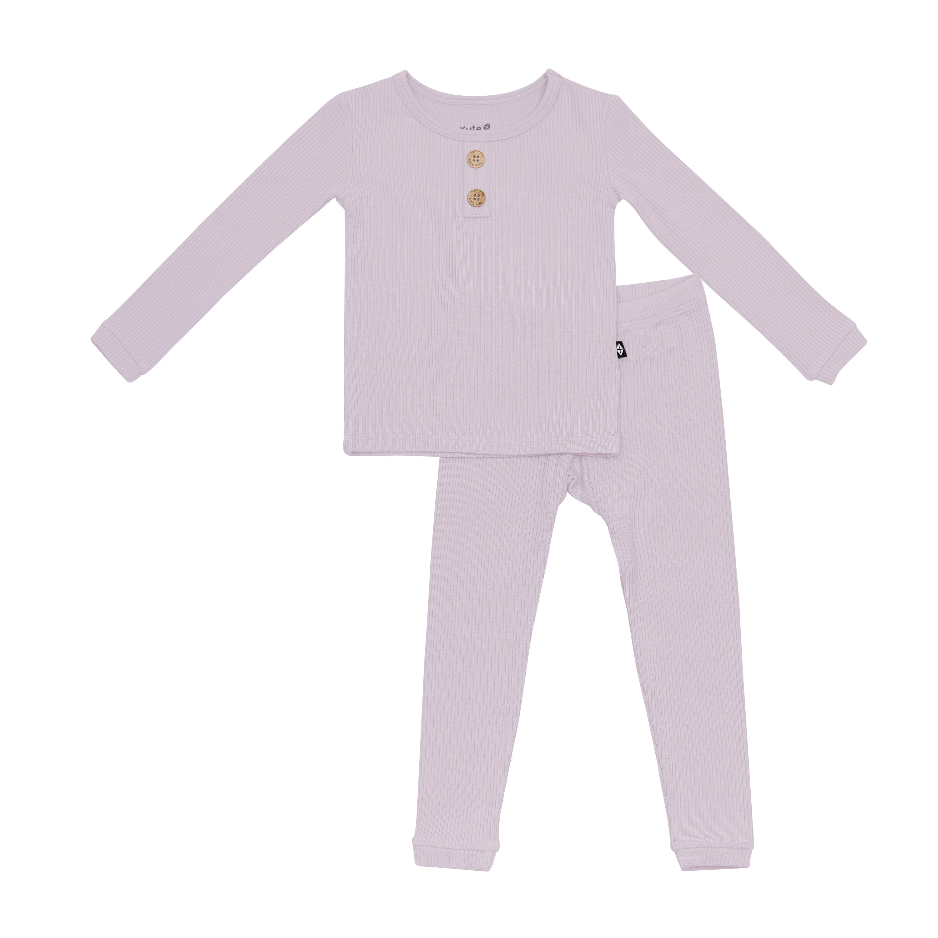 Kyte Baby Ribbed Henley Set Ribbed Henley Set in Wisteria