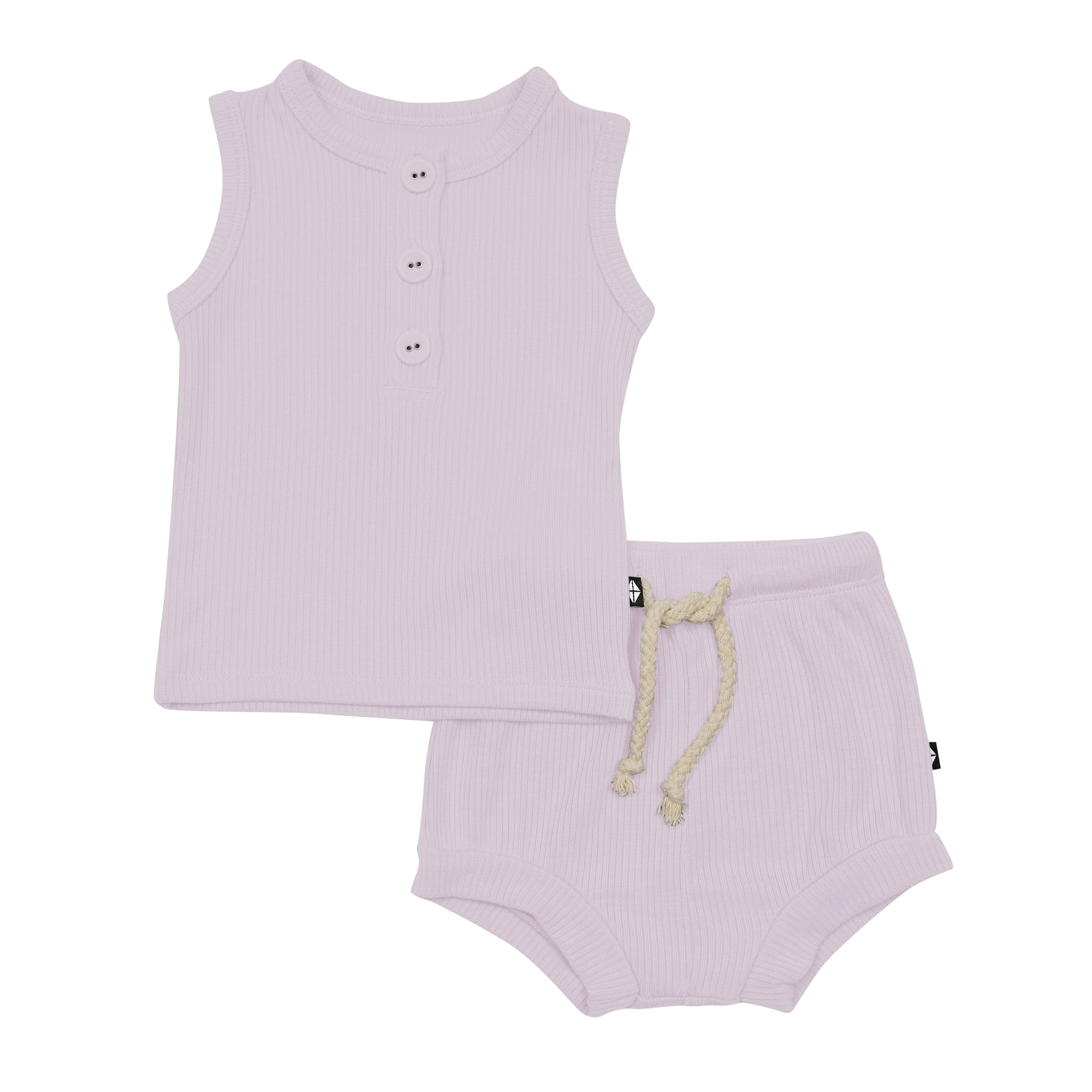 Kyte Baby Ribbed Henley Tank Set Ribbed Henley Tank Set in Wisteria
