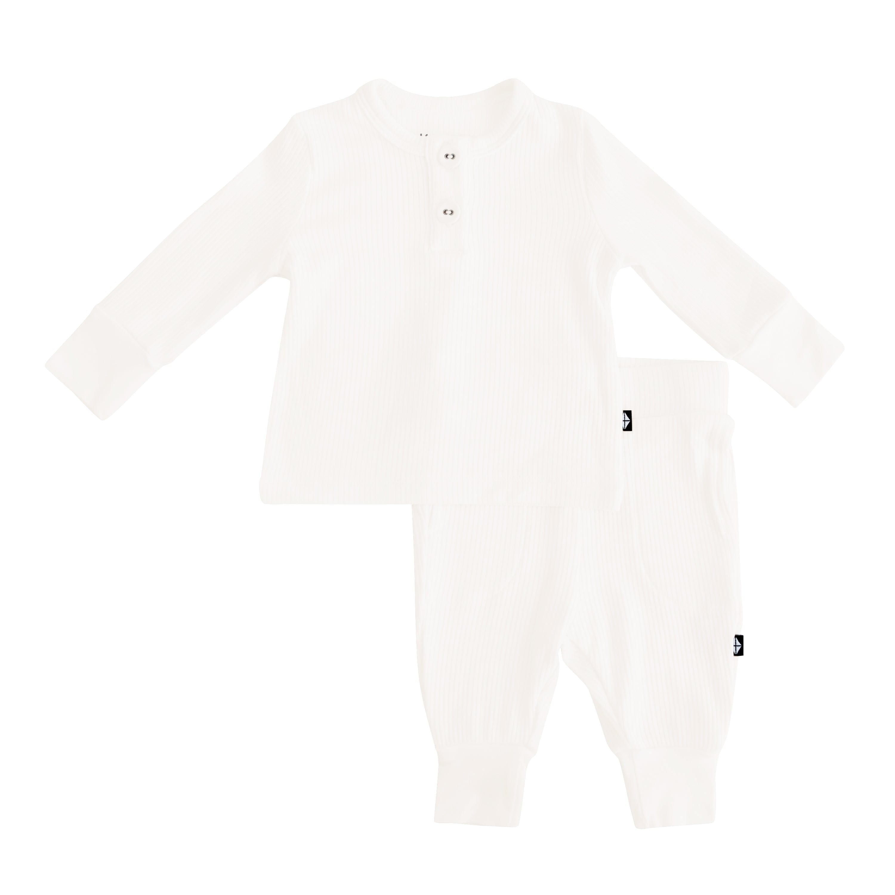 Kyte Baby Ribbed Infant Henley Set in Cloud