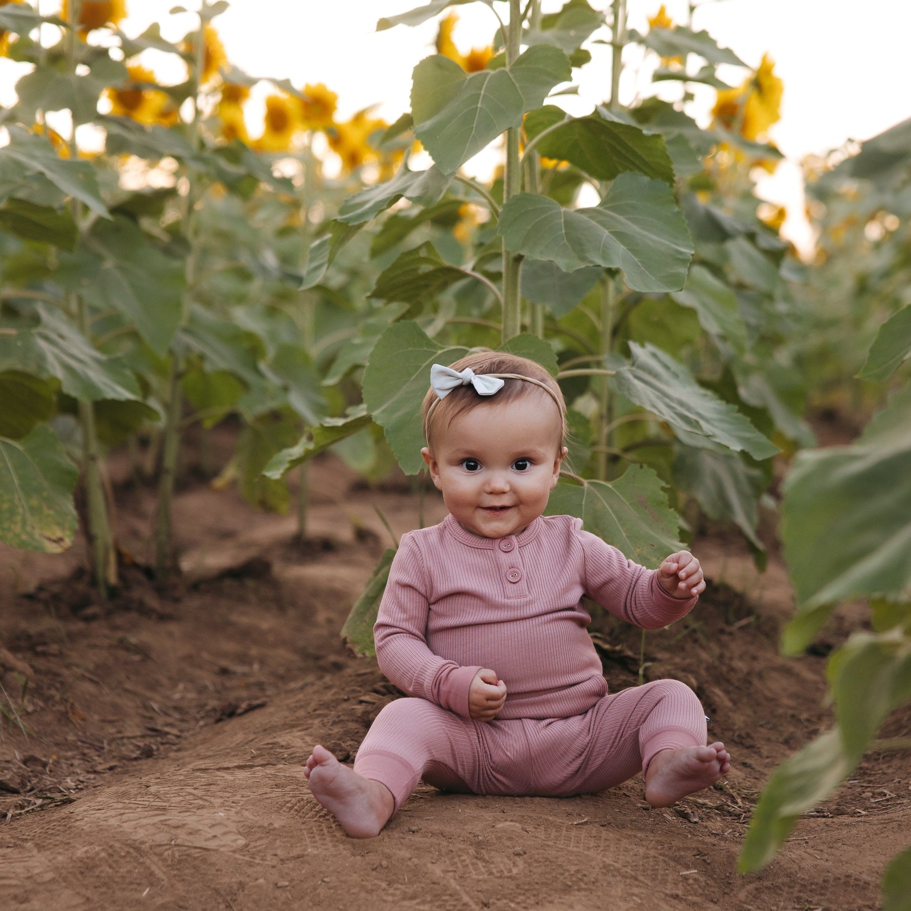 Kyte Baby Ribbed Infant Henley Set Ribbed Infant Henley Set in Dusty Rose