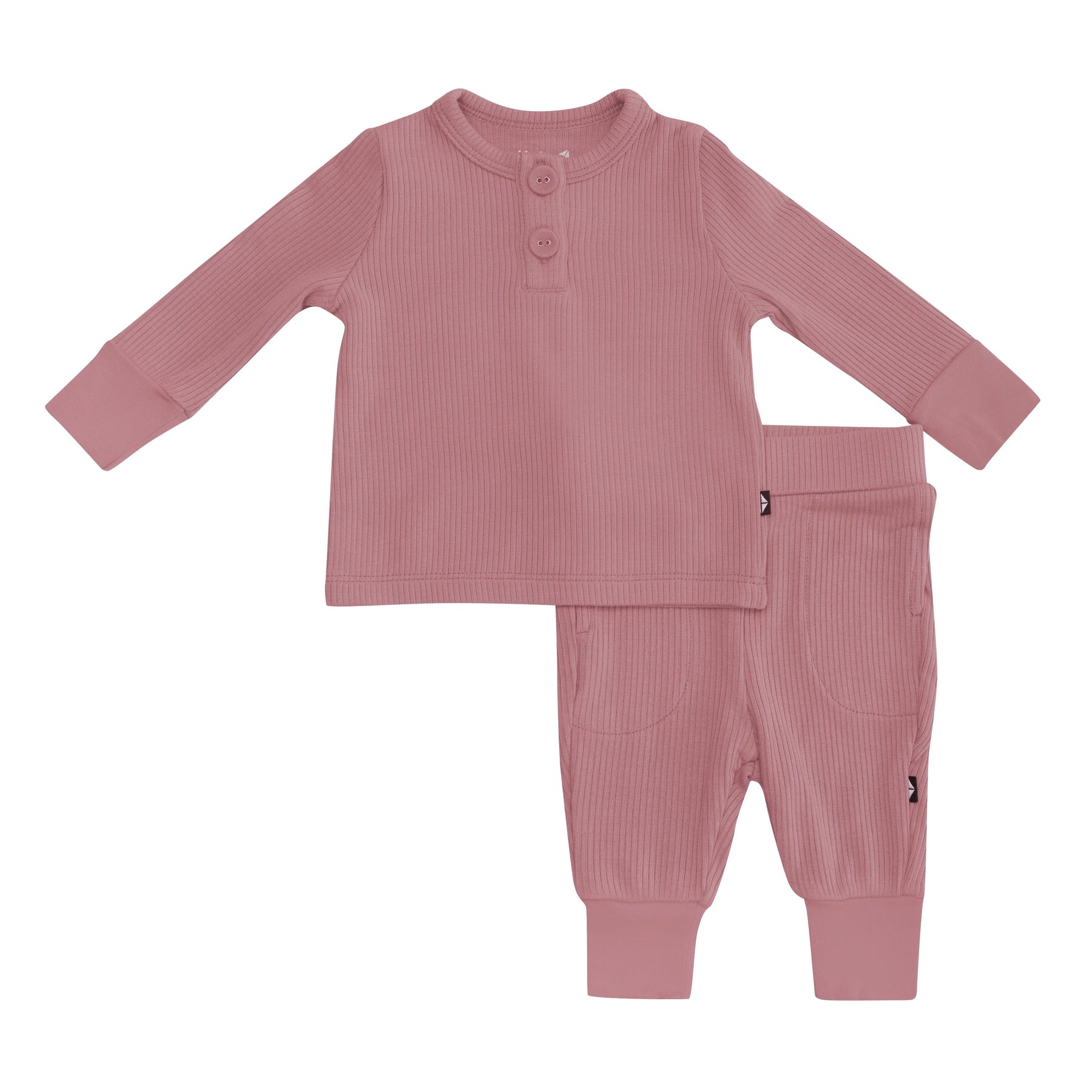 Kyte Baby Ribbed Infant Henley Set Ribbed Infant Henley Set in Dusty Rose