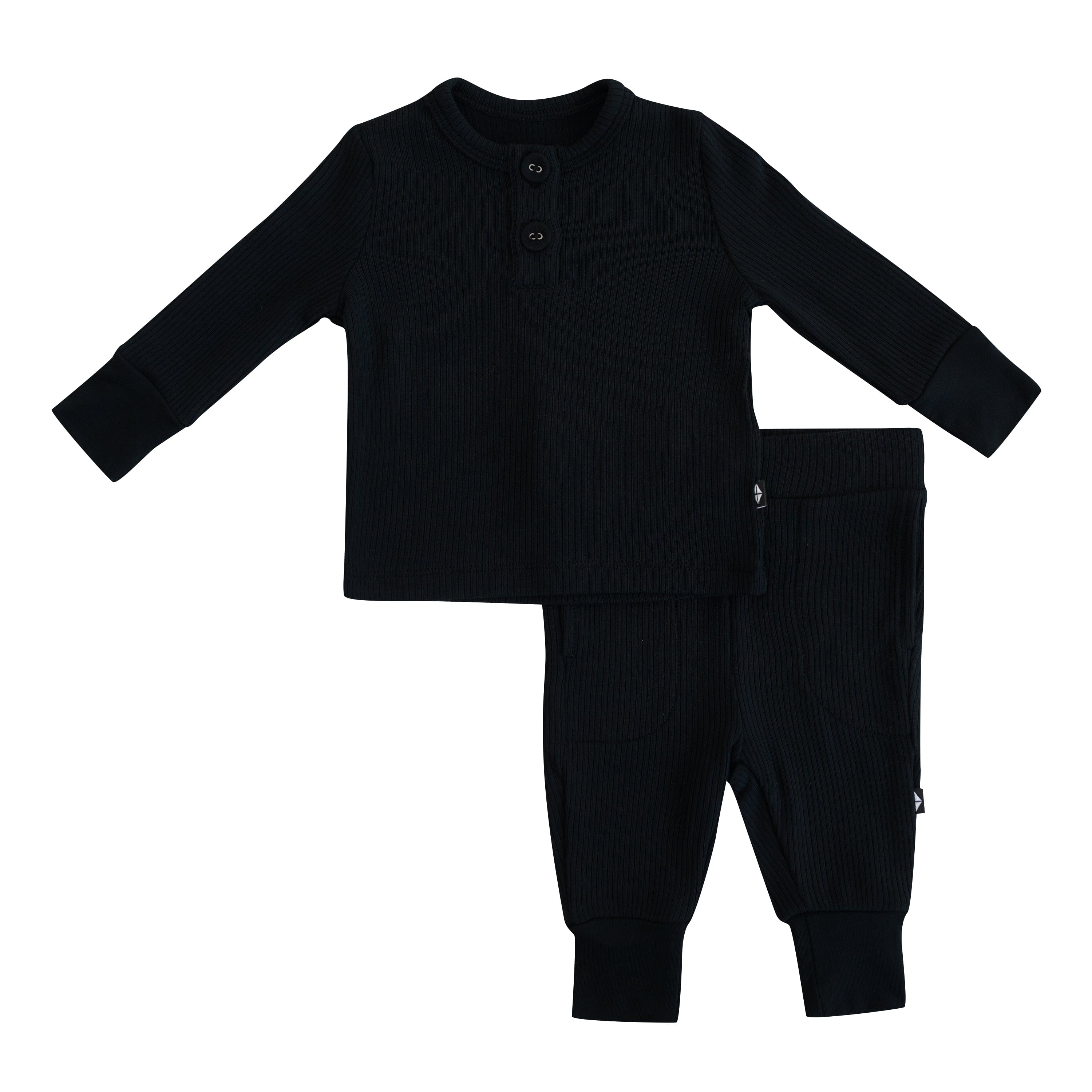 Kyte Baby Ribbed Infant Henley Set in Midnight