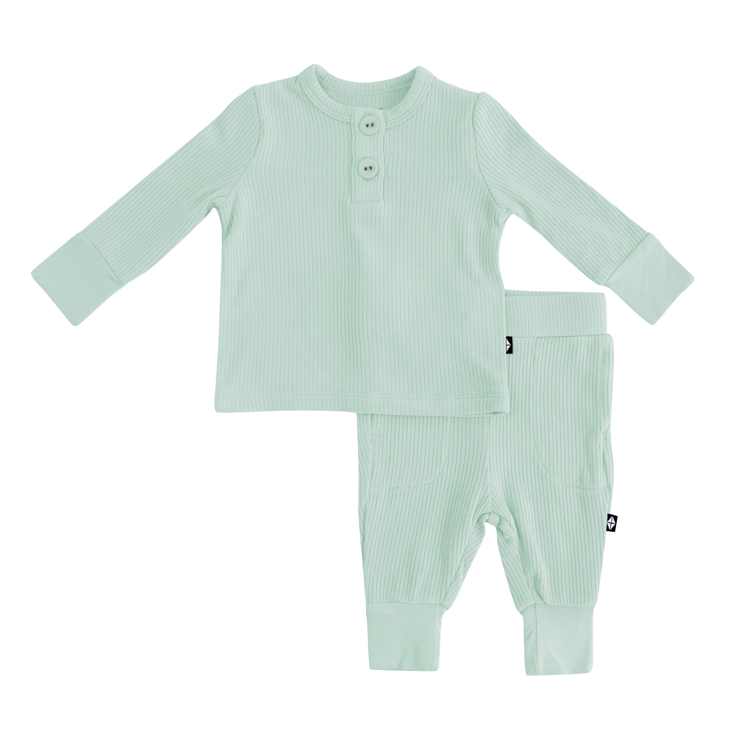 Kyte Baby Ribbed Infant Henley Set in Sage