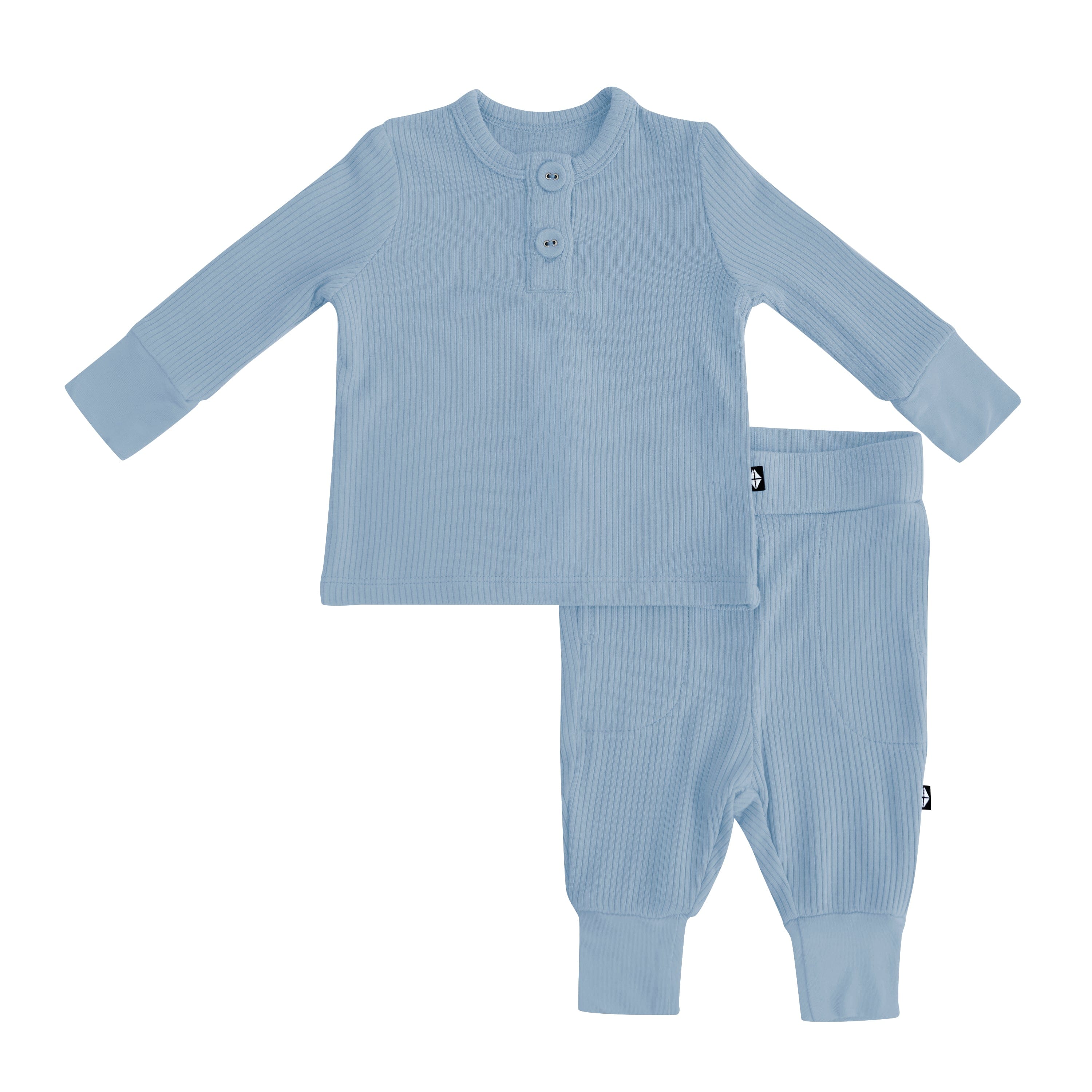 Kyte Baby Ribbed Infant Henley Set in Slate