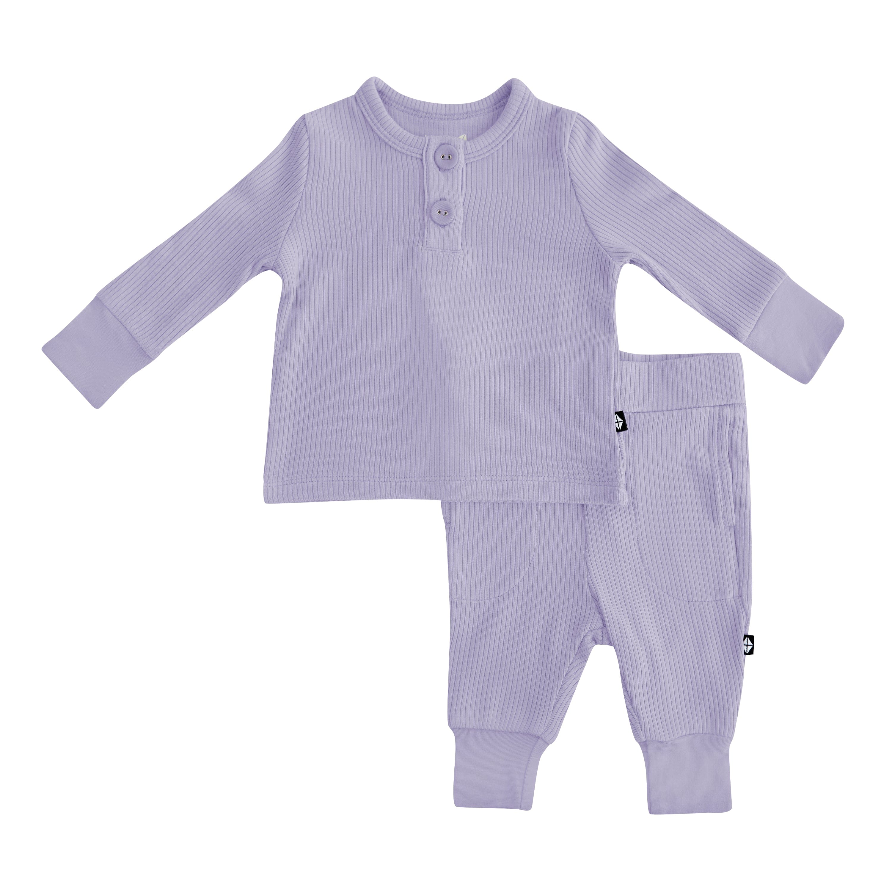 Kyte Baby Ribbed Infant Henley Set in Taro