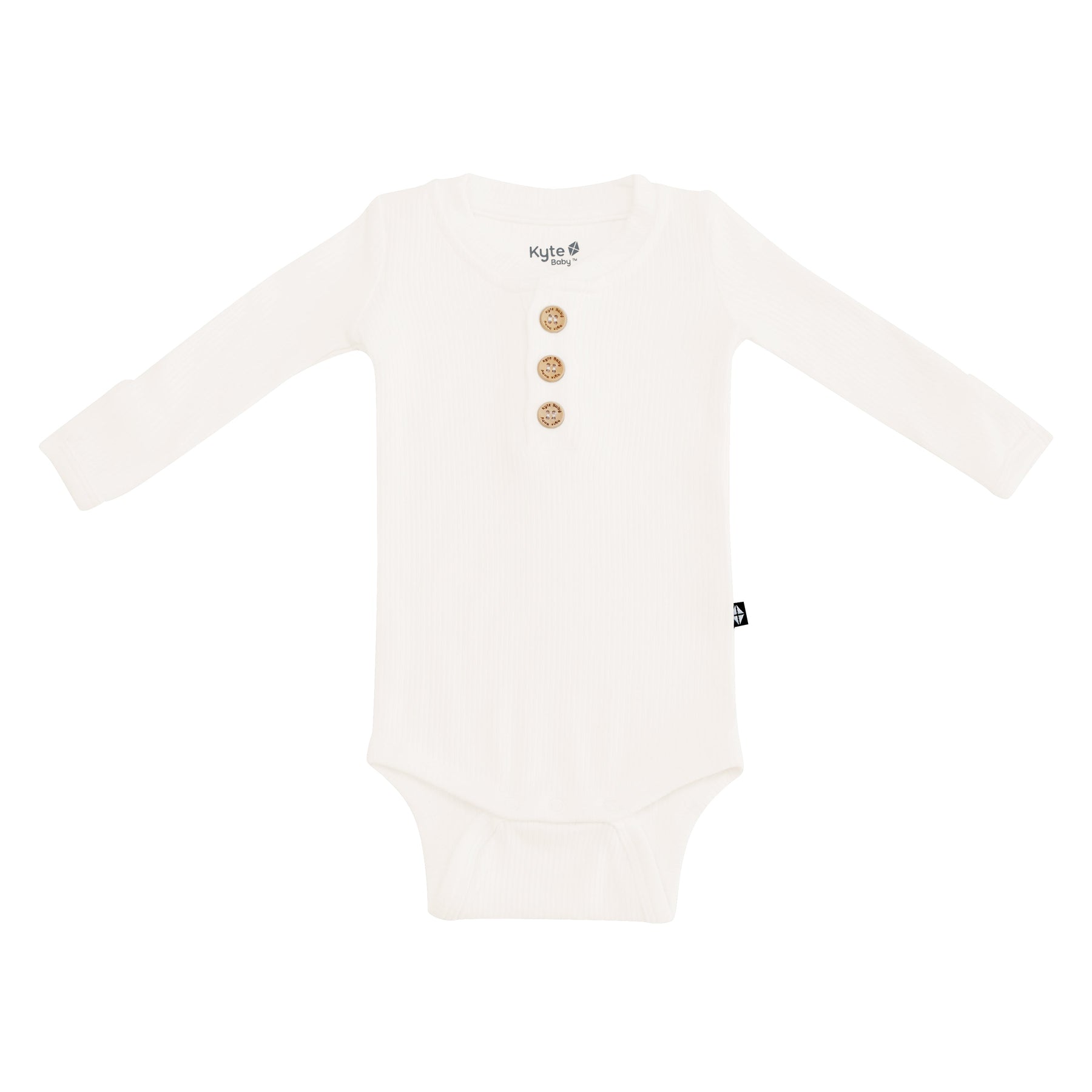 Kyte Baby Ribbed Long Sleeve Henley Bodysuit Ribbed Long Sleeve Henley Bodysuit in Cloud