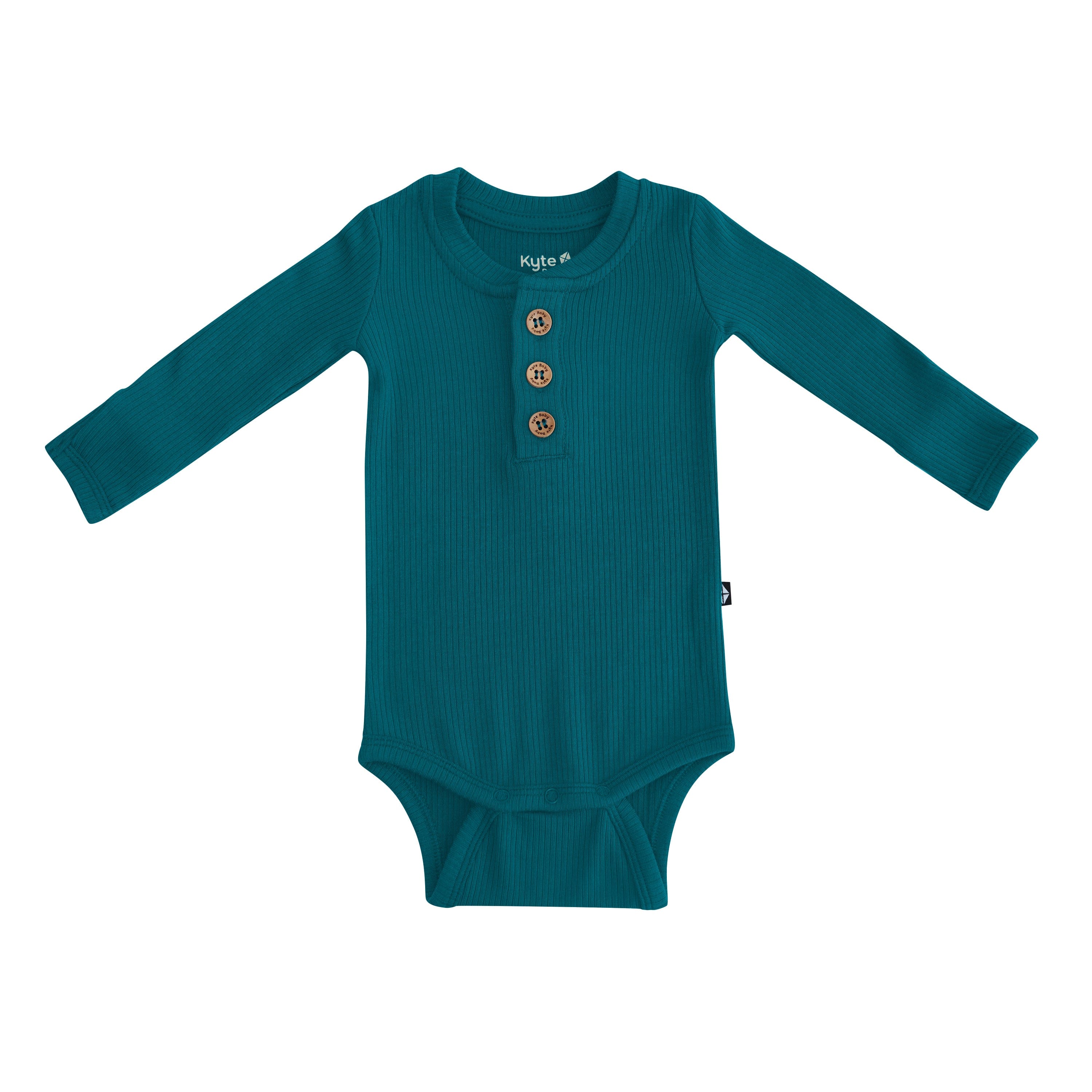 Kyte Baby Ribbed Long Sleeve Henley Bodysuit Ribbed Long Sleeve Henley Bodysuit in Loch