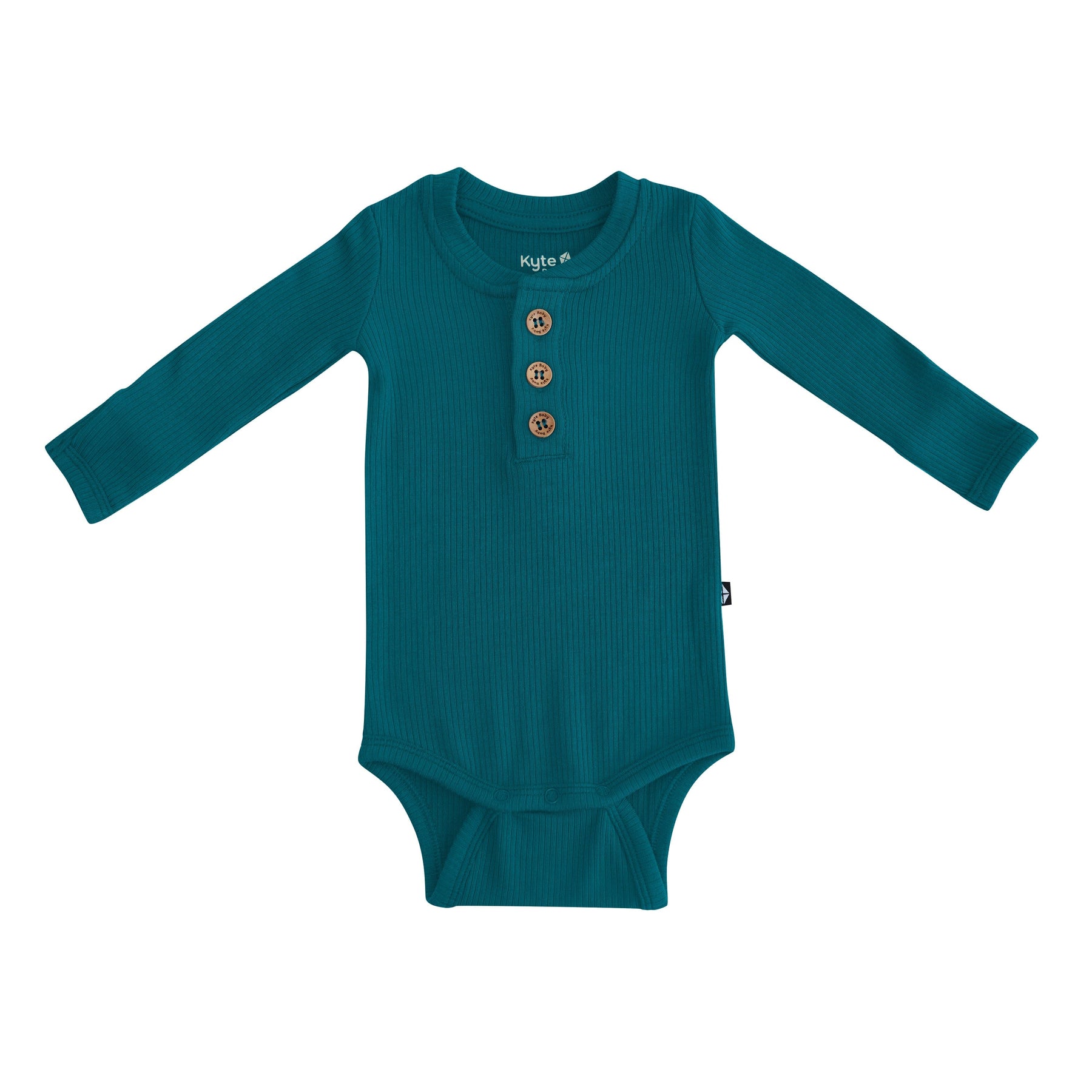 Kyte Baby Ribbed Long Sleeve Henley Bodysuit Ribbed Long Sleeve Henley Bodysuit in Loch