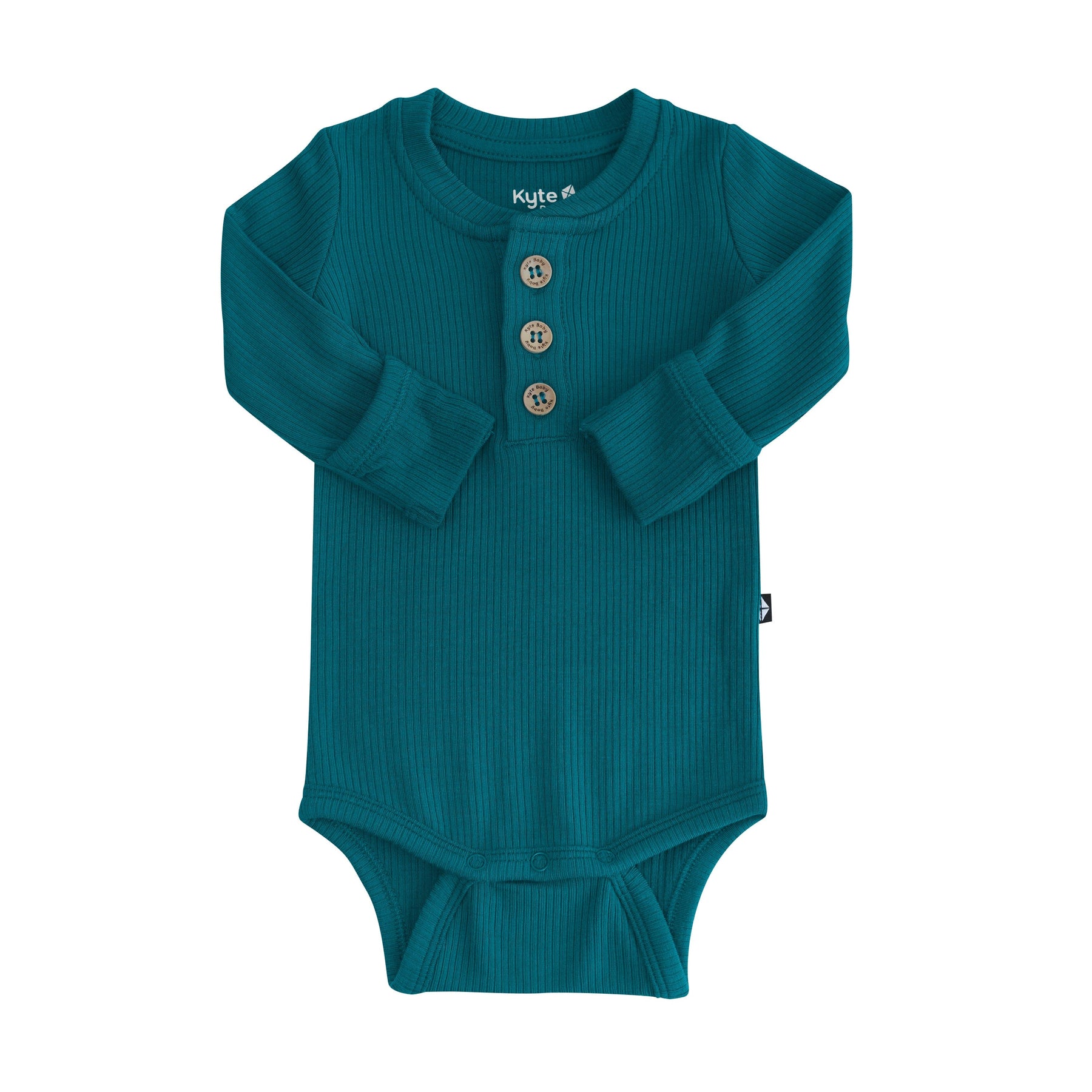 Kyte Baby Ribbed Long Sleeve Henley Bodysuit Ribbed Long Sleeve Henley Bodysuit in Loch