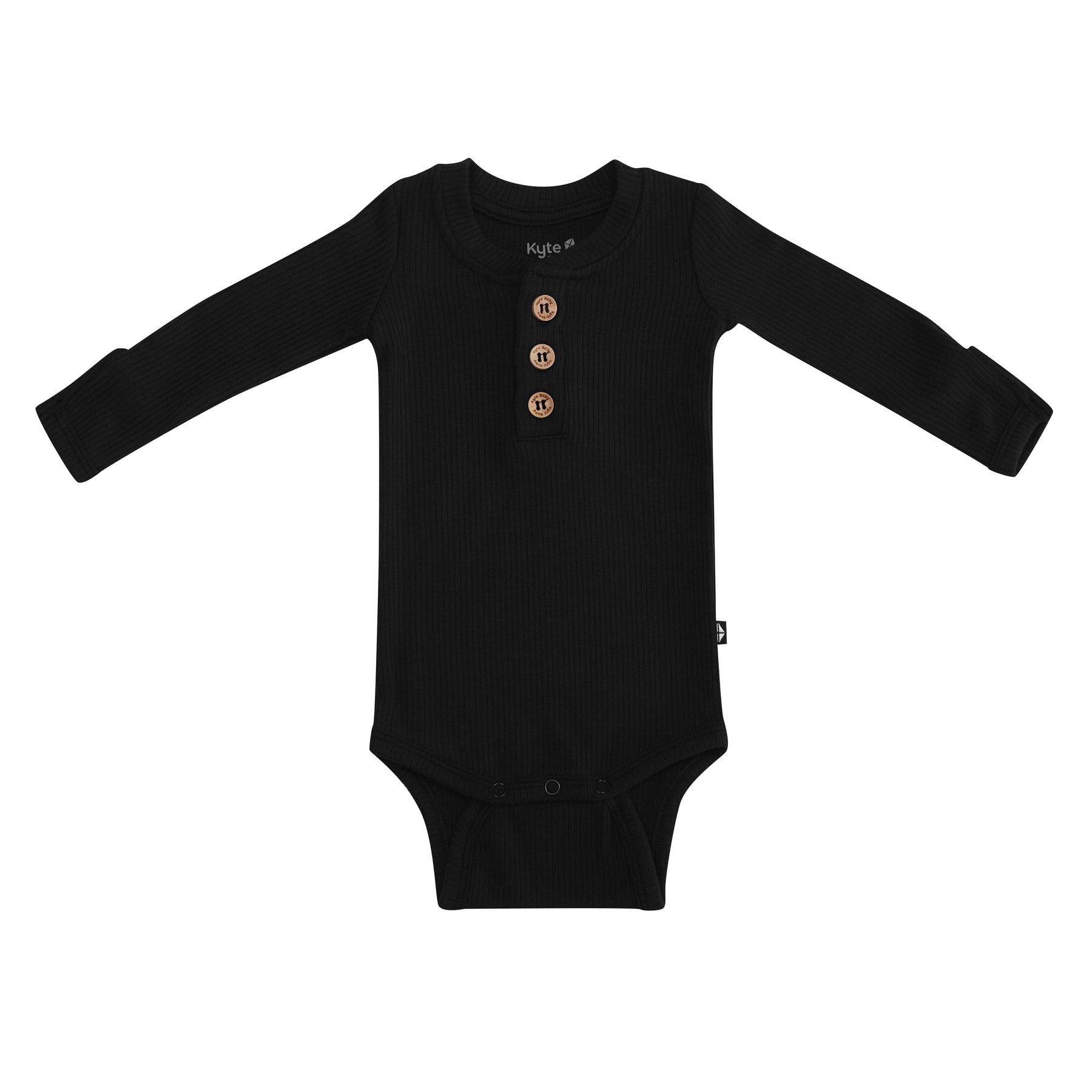 Kyte Baby Ribbed Long Sleeve Henley Bodysuit Ribbed Long Sleeve Henley Bodysuit in Midnight