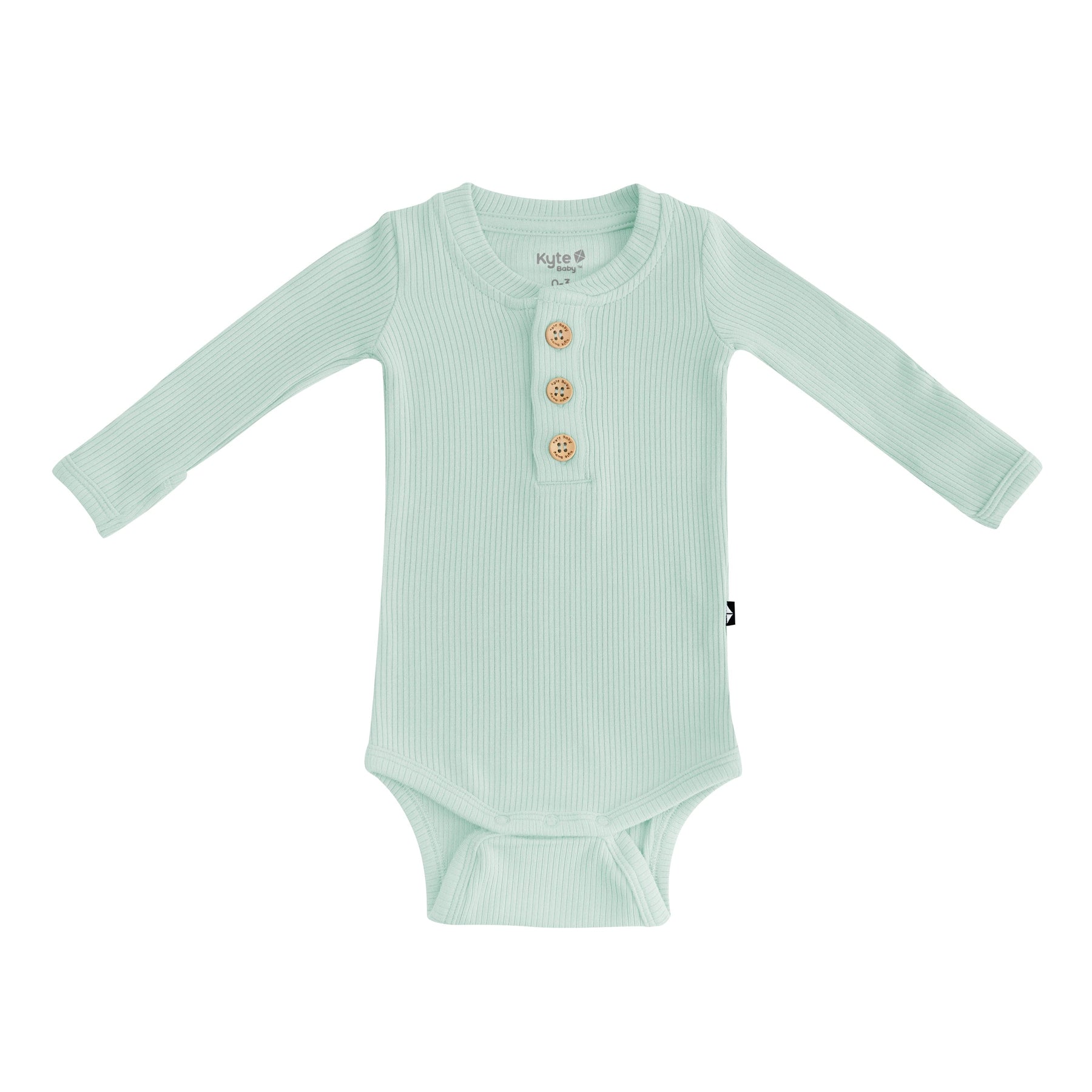 Kyte Baby Ribbed Long Sleeve Henley Bodysuit Ribbed Long Sleeve Henley Bodysuit in Sage